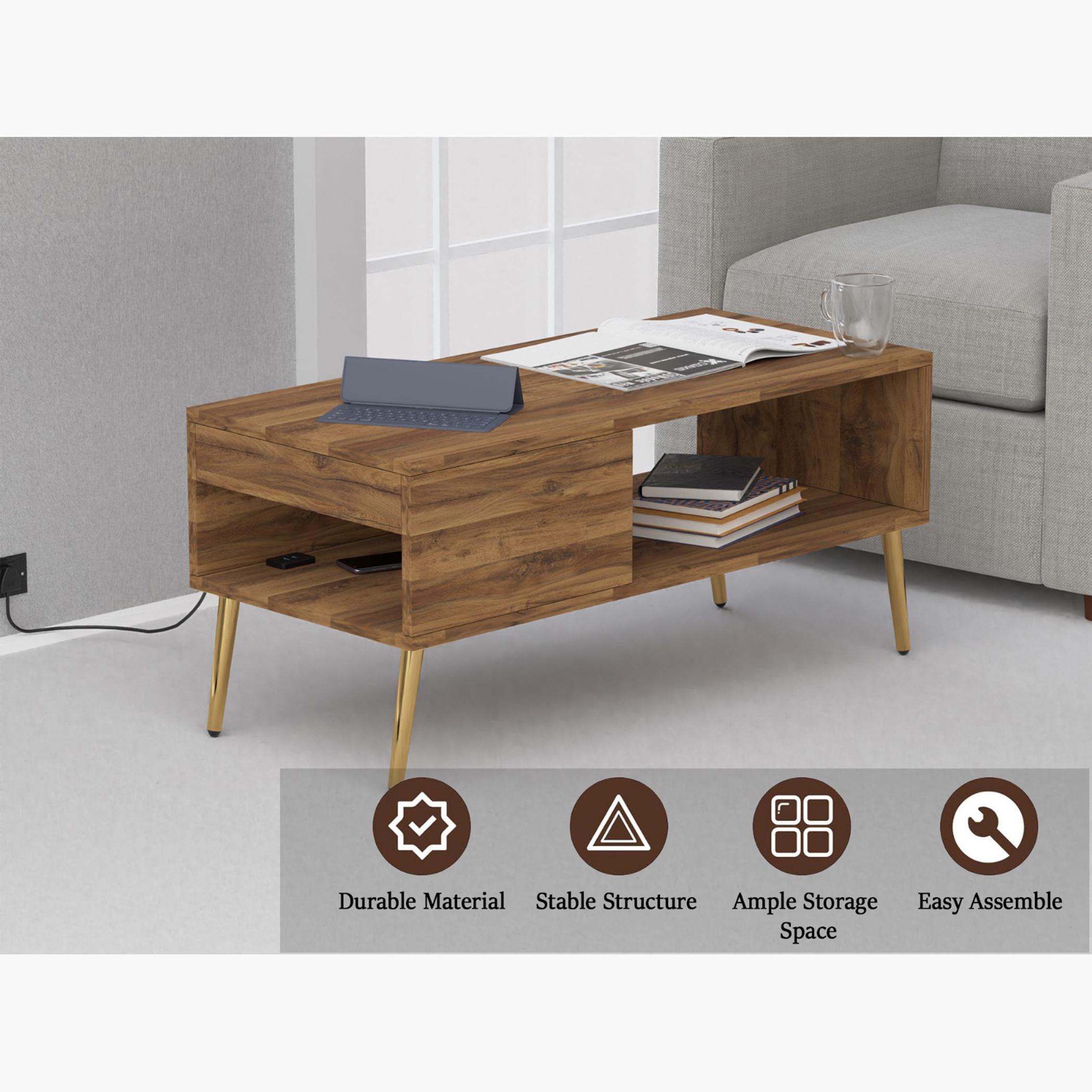 Wood Top Coffee Table - 100x45x45 cm-furniture-livingroom-coffeetables-image-3