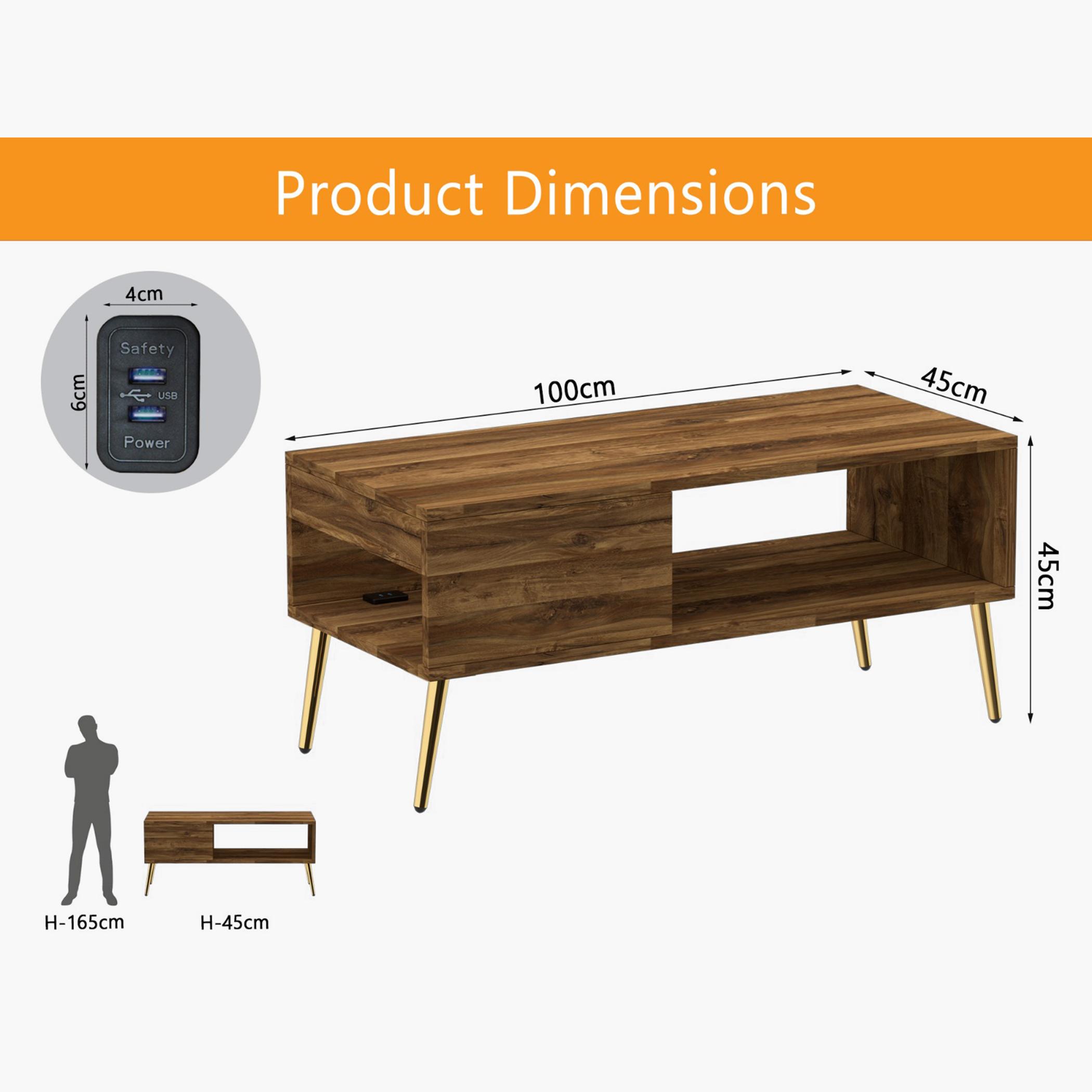 Wood Top Coffee Table - 100x45x45 cm-furniture-livingroom-coffeetables-image-5