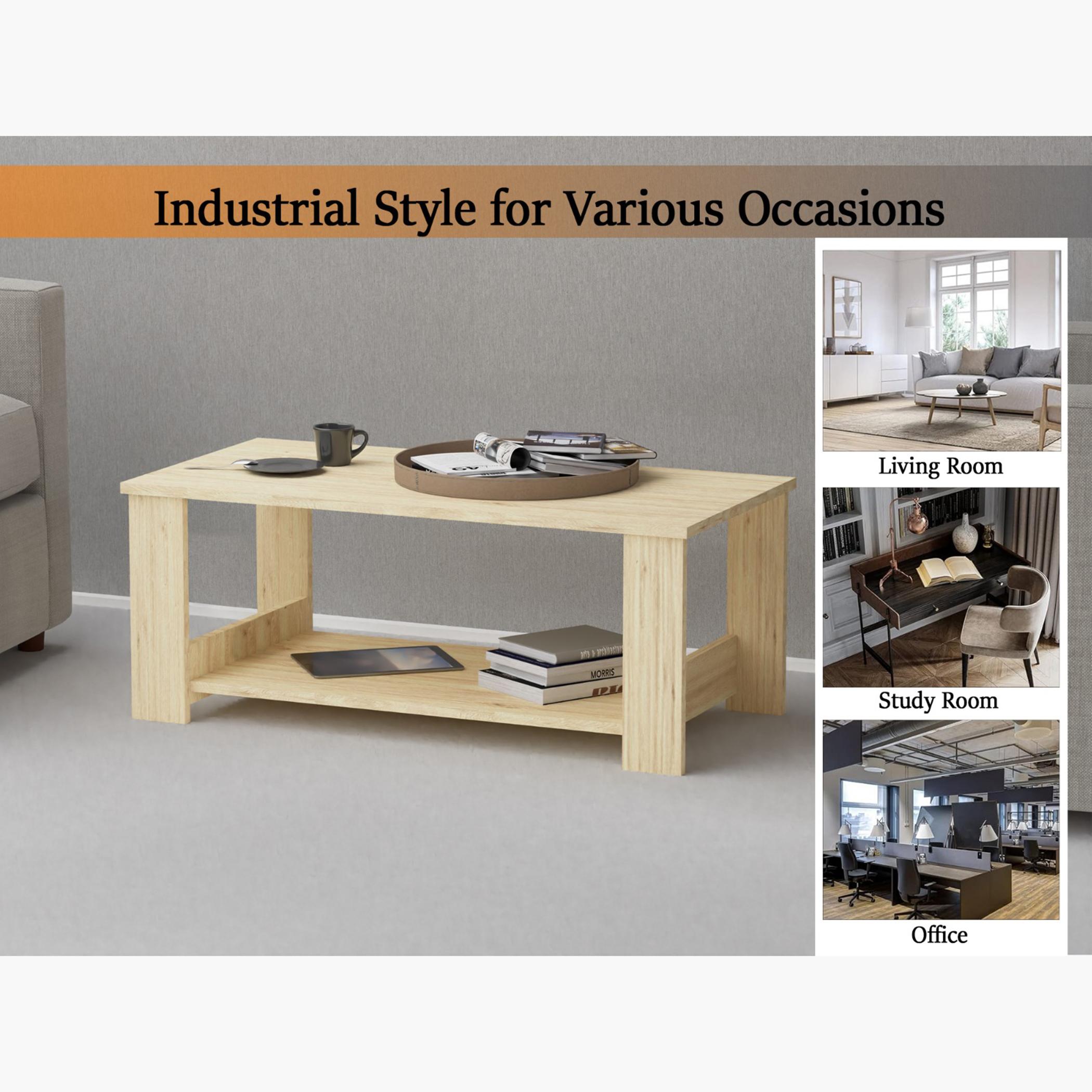 Modern Coffee Table with Two Tier Storage Shelf - 100x50x40 cm-furniture-livingroom-coffeetables-image-2