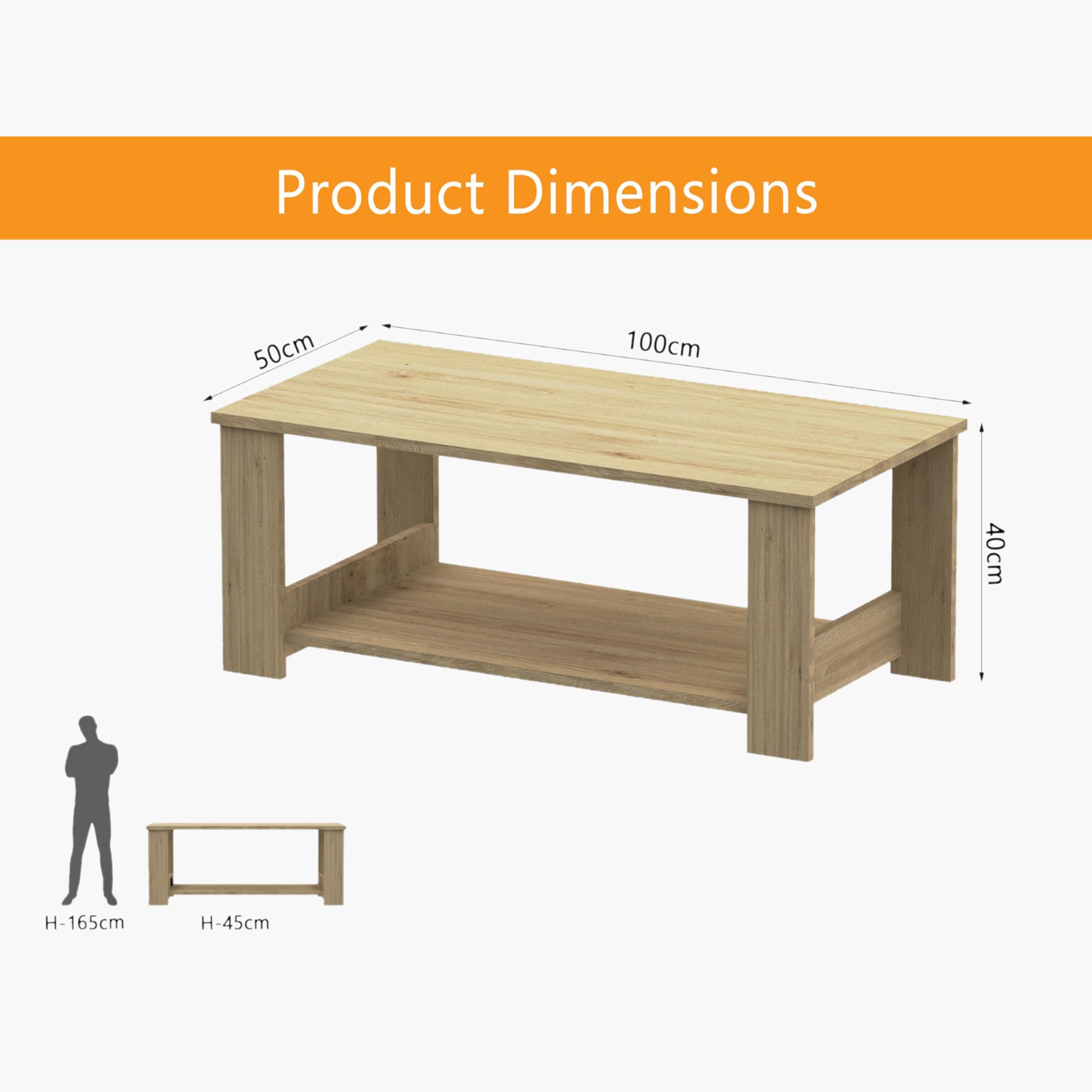 Modern Coffee Table with Two Tier Storage Shelf - 100x50x40 cm-furniture-livingroom-coffeetables-image-5