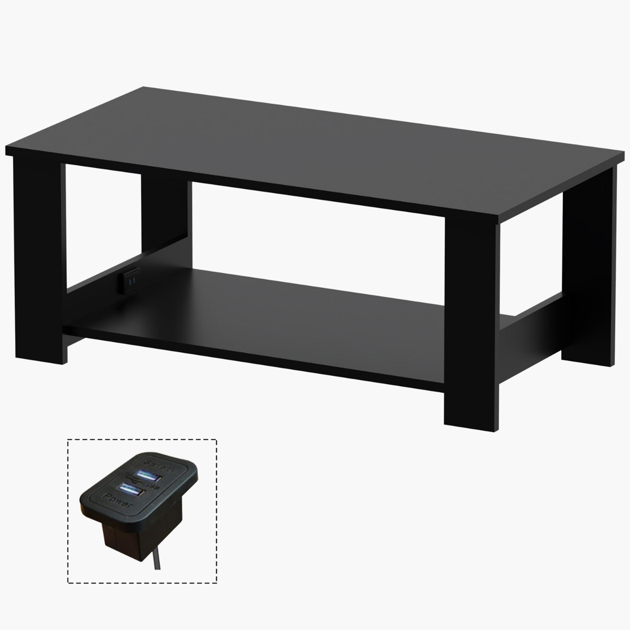 Modern Coffee Table with 2-Tier Storage Shelf - 100x50x40 cm-furniture-livingroom-coffeetables-image-1