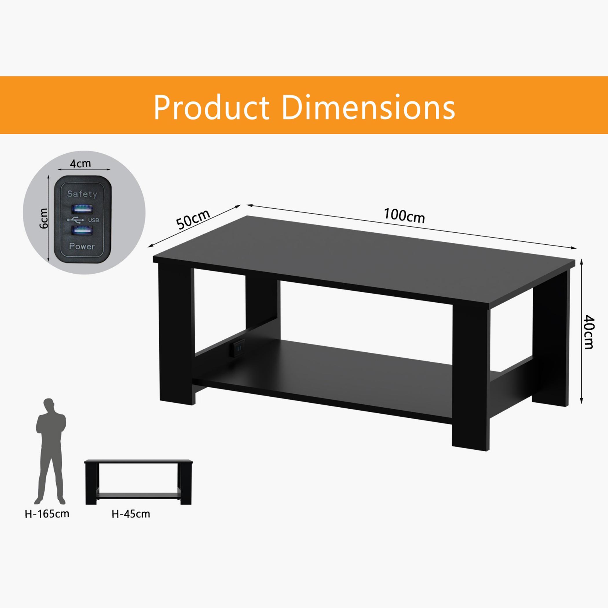 Modern Coffee Table with 2-Tier Storage Shelf - 100x50x40 cm-furniture-livingroom-coffeetables-image-5