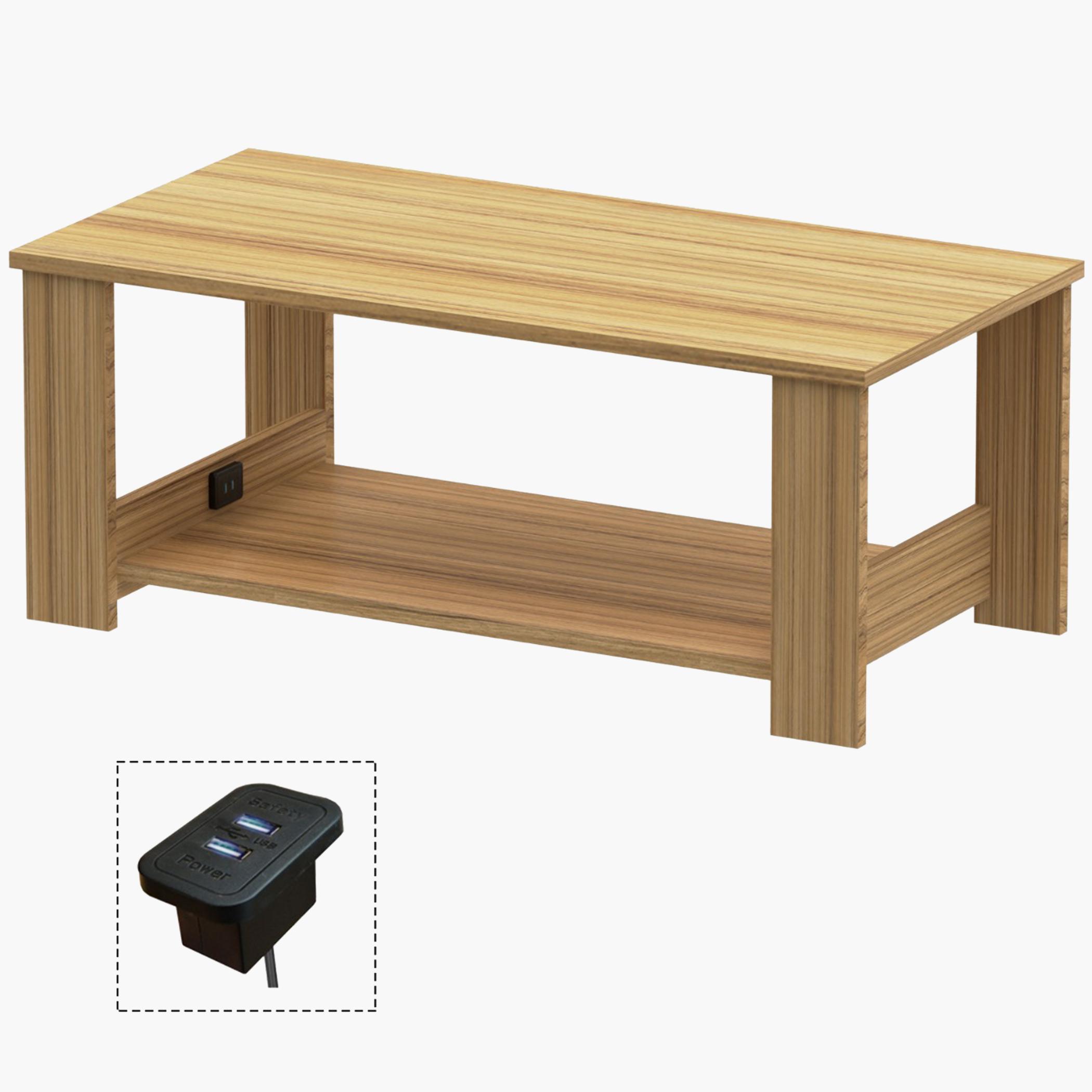 Modern Coffee Table with USB Port and 2-Tier Storage Shelf - 100x50x40 cm-furniture-livingroom-coffeetables-image-1