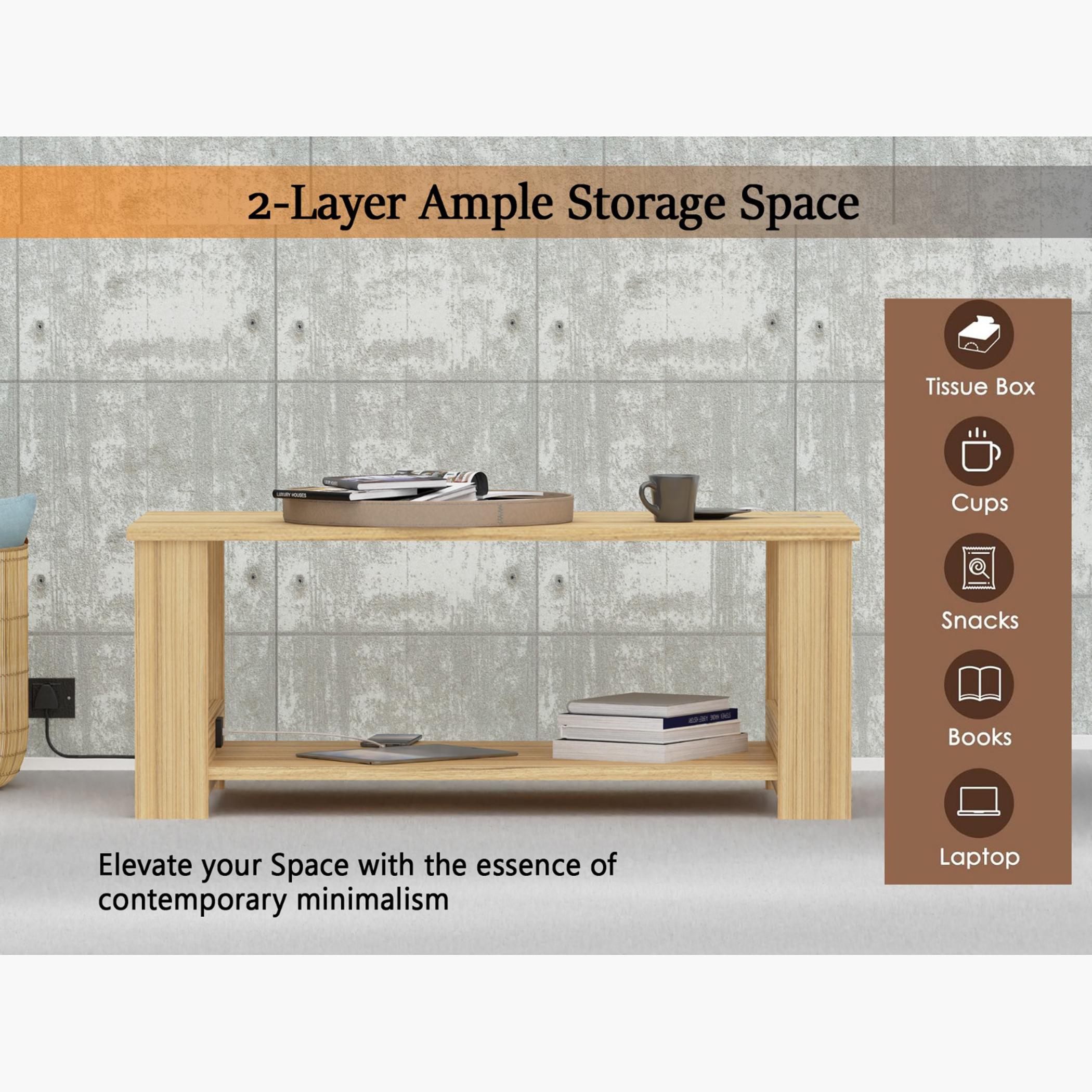 Modern Coffee Table with USB Port and 2-Tier Storage Shelf - 100x50x40 cm-furniture-livingroom-coffeetables-image-4