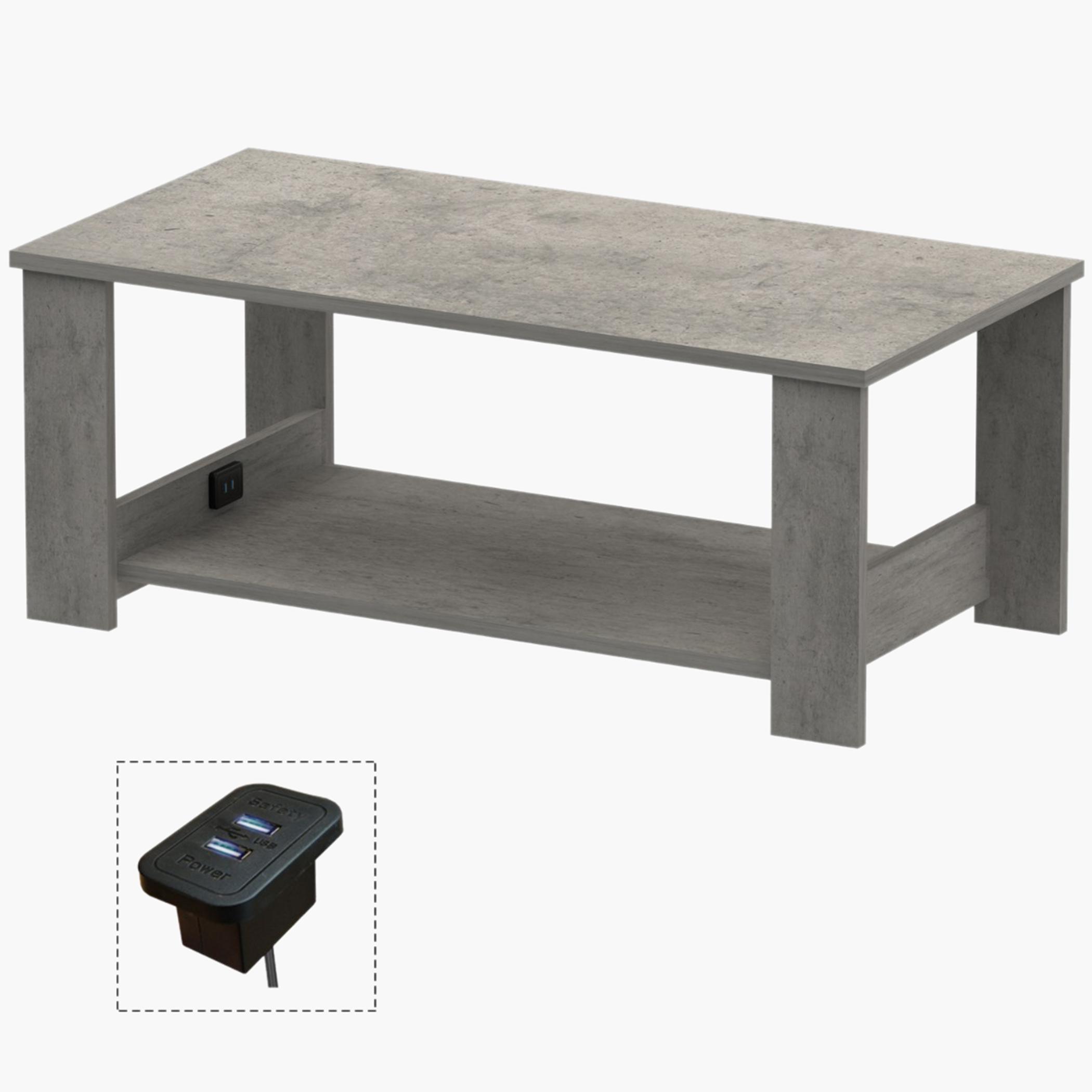 Modern Coffee Table with USB Port and Storage Shelf - 70x50x40 cm-furniture-livingroom-coffeetables-image-1