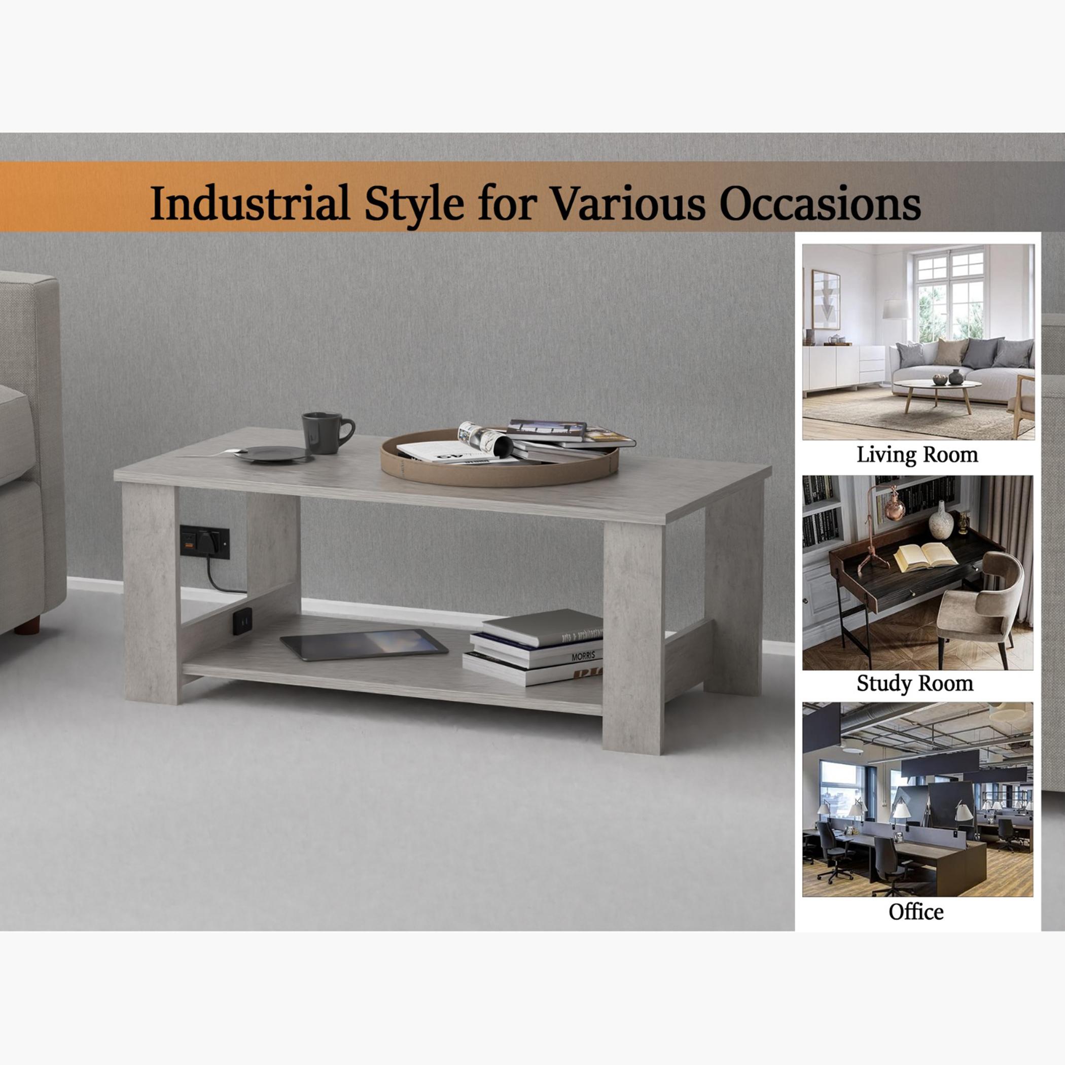 Modern Coffee Table with USB Port and Storage Shelf - 70x50x40 cm-furniture-livingroom-coffeetables-image-2