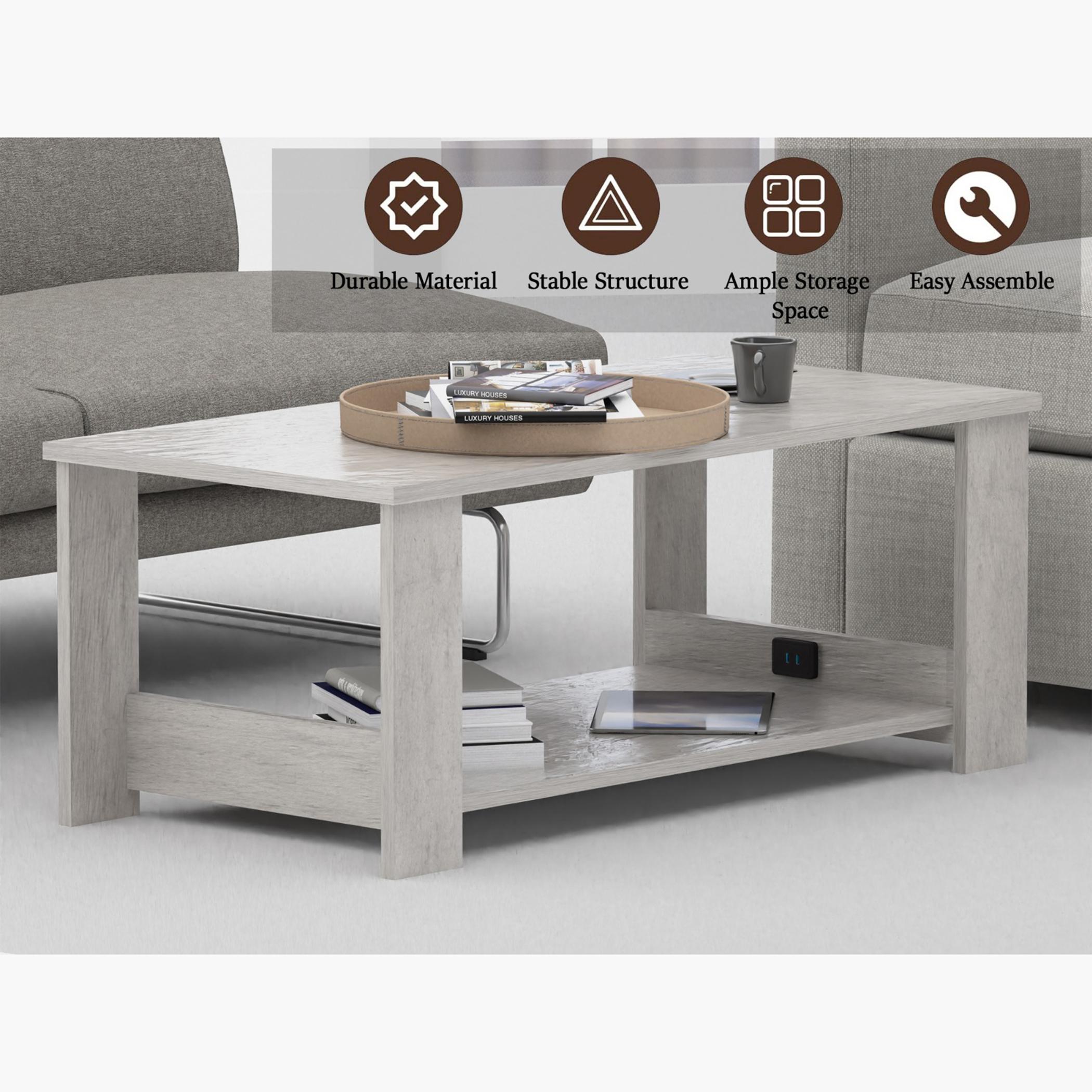 Modern Coffee Table with USB Port and Storage Shelf - 70x50x40 cm-furniture-livingroom-coffeetables-image-3