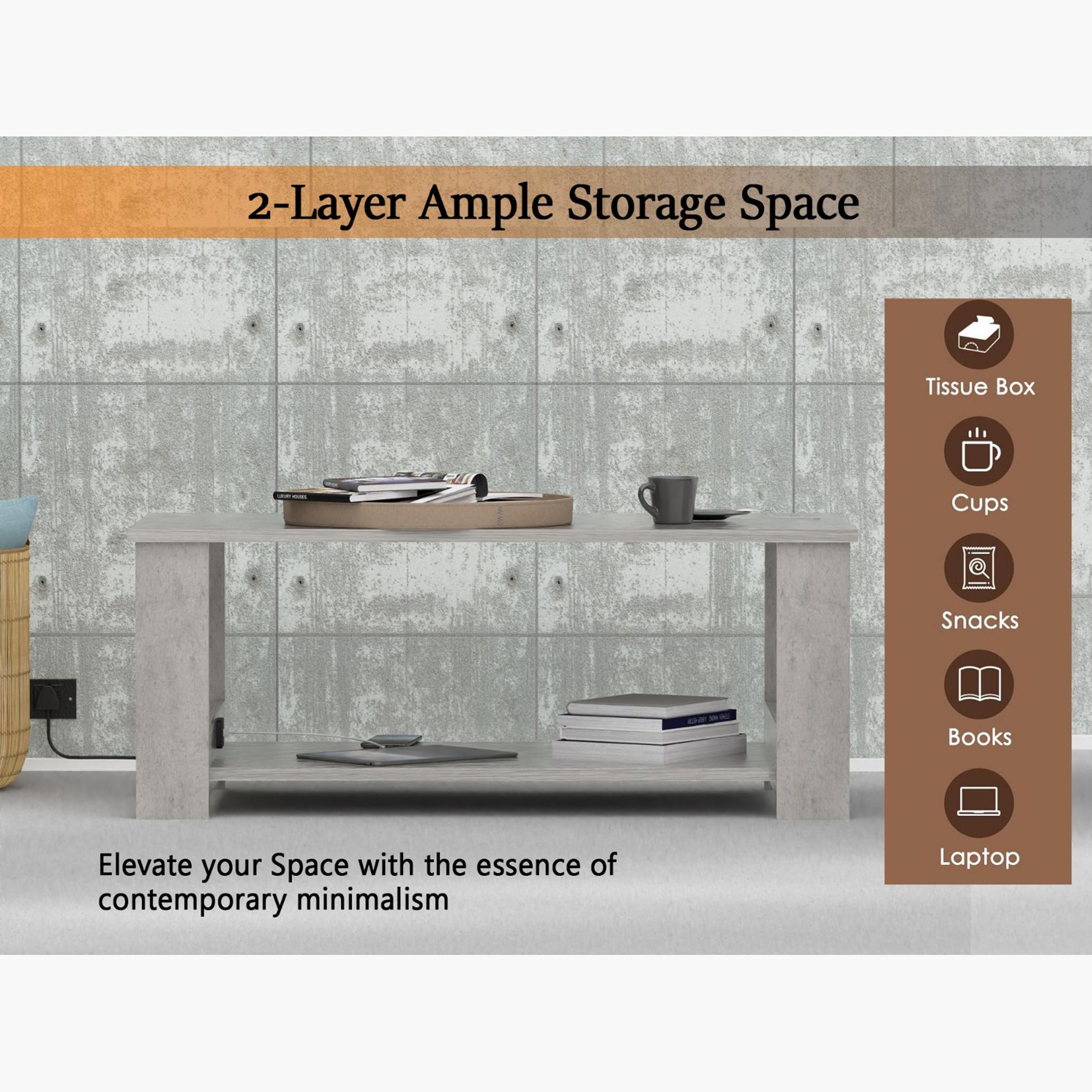Modern Coffee Table with USB Port and Storage Shelf - 70x50x40 cm-furniture-livingroom-coffeetables-image-4