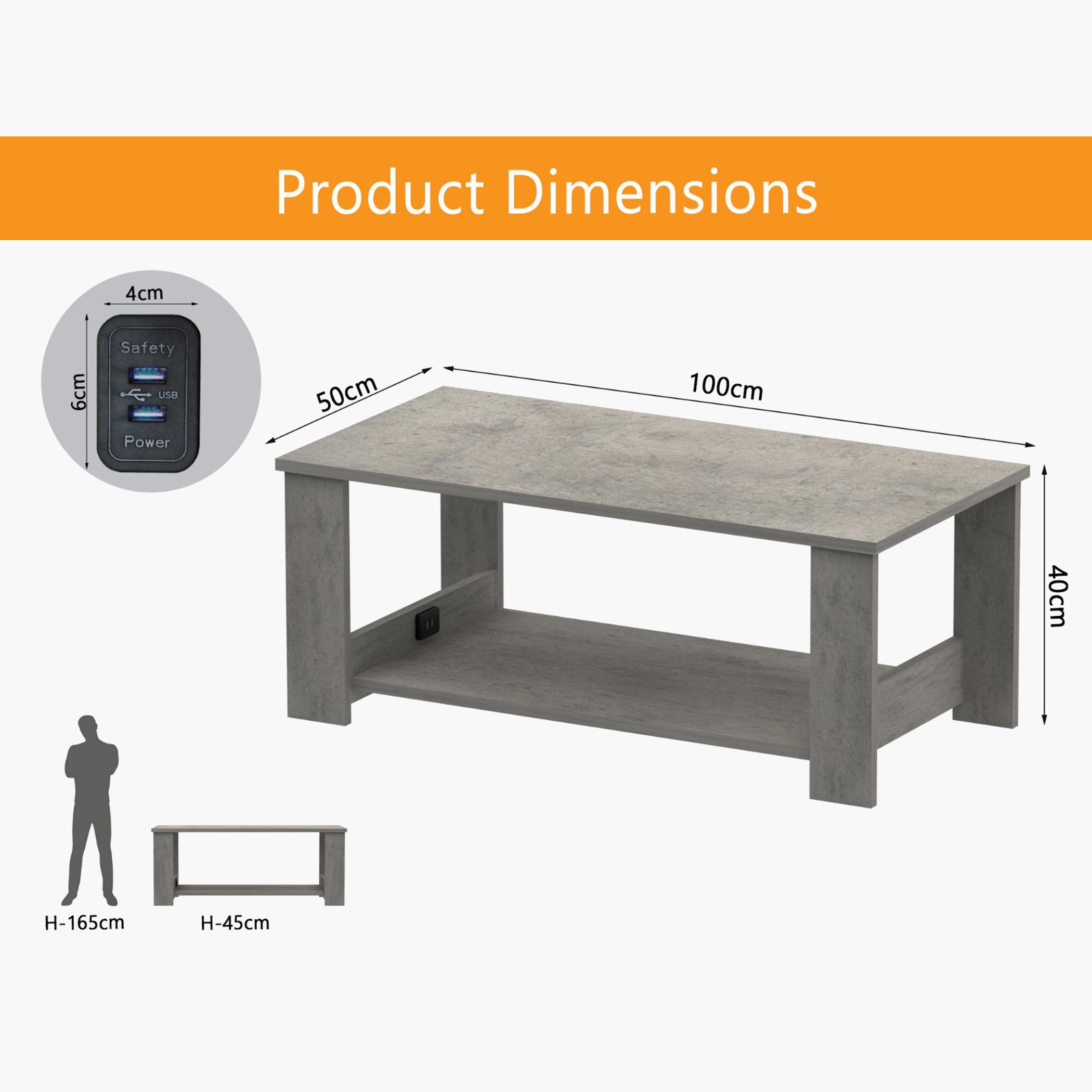 Modern Coffee Table with USB Port and Storage Shelf - 70x50x40 cm-furniture-livingroom-coffeetables-image-5