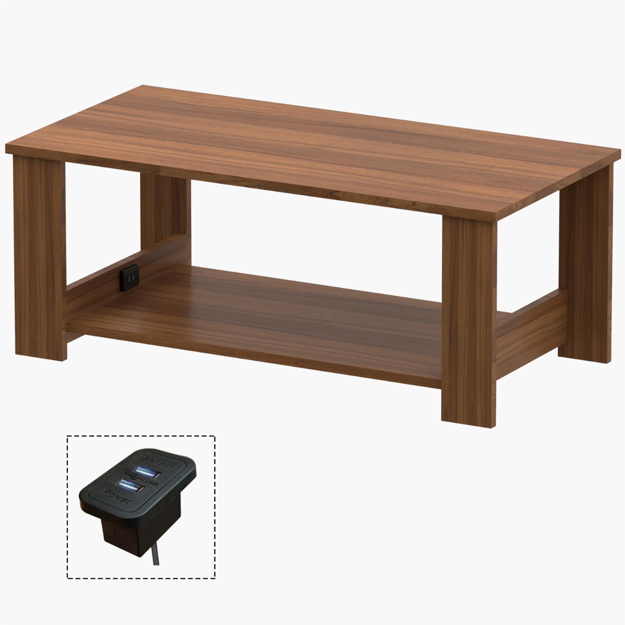Wooden Top Coffee Table with USB Port - 100x50x40 cm-furniture-livingroom-coffeetables-image-1