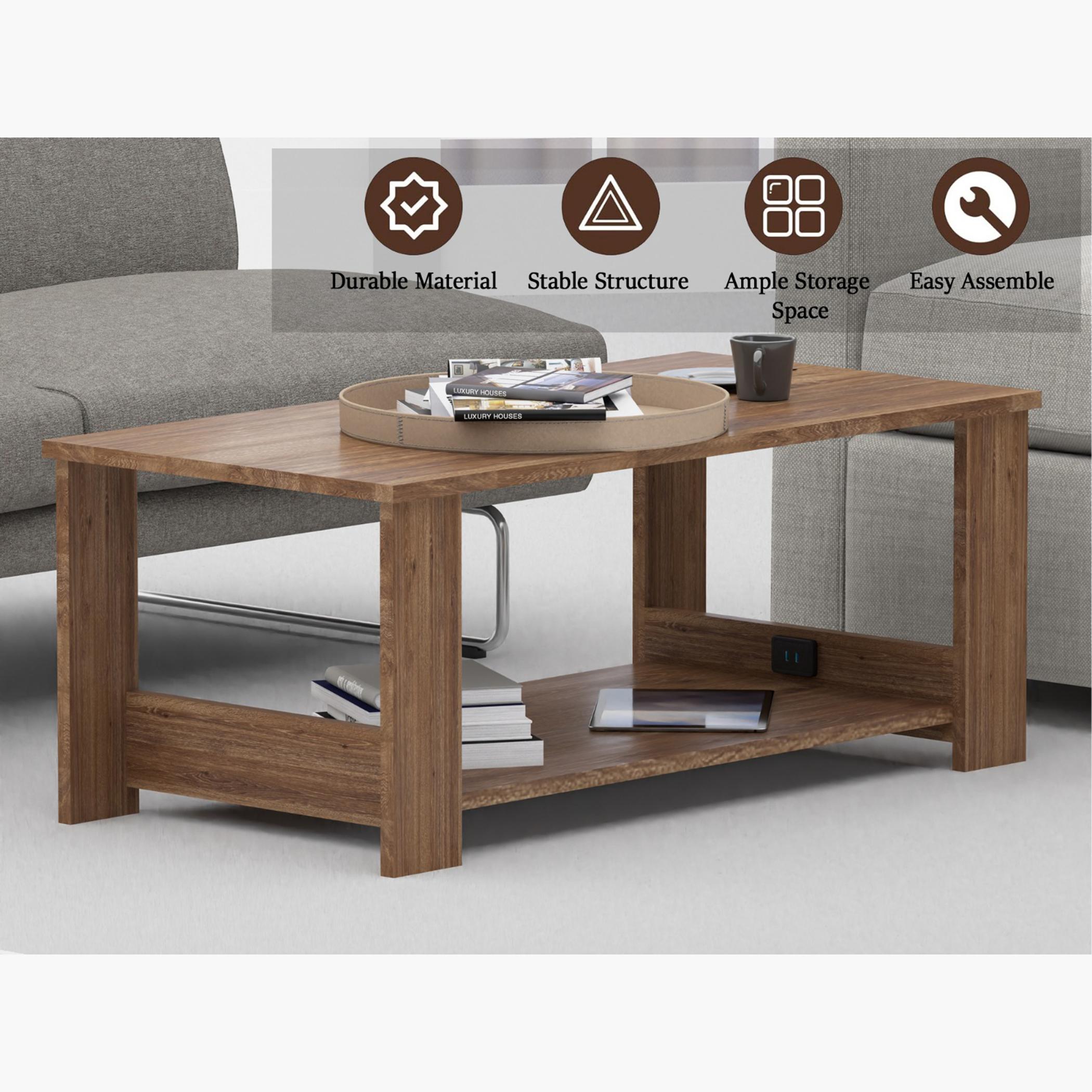 Wooden Top Coffee Table with USB Port - 100x50x40 cm-furniture-livingroom-coffeetables-image-3