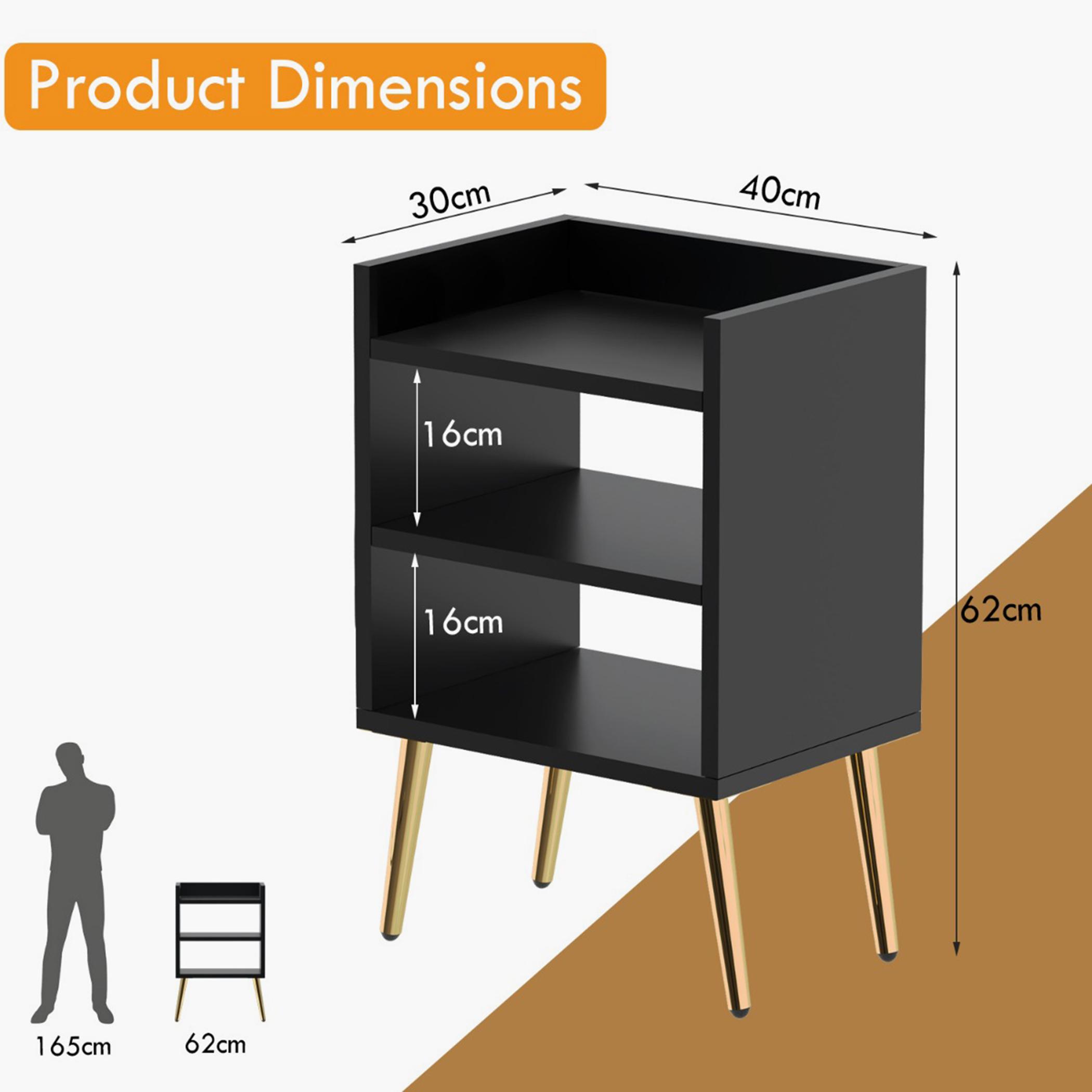 Wooden Nightstand with Shelf - 40x30x62 cm-furniture-bedroom-nightstands-image-5