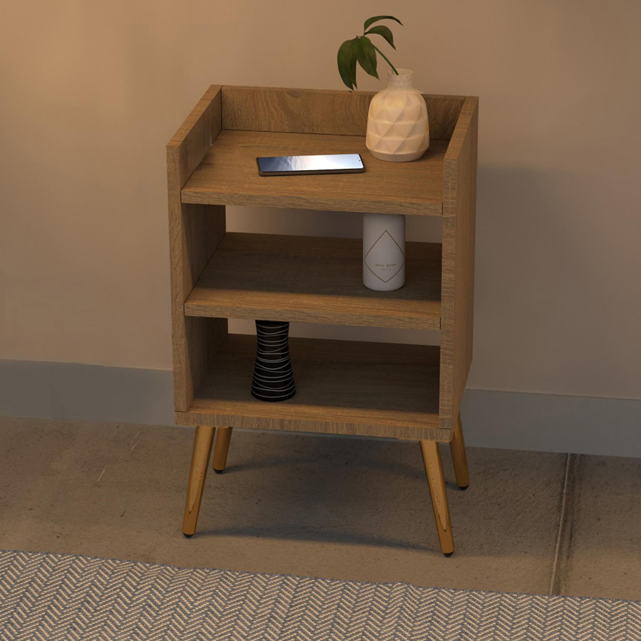 Wooden Nightstand with Shelf - 40x30x62 cm-furniture-bedroom-nightstands-image-3