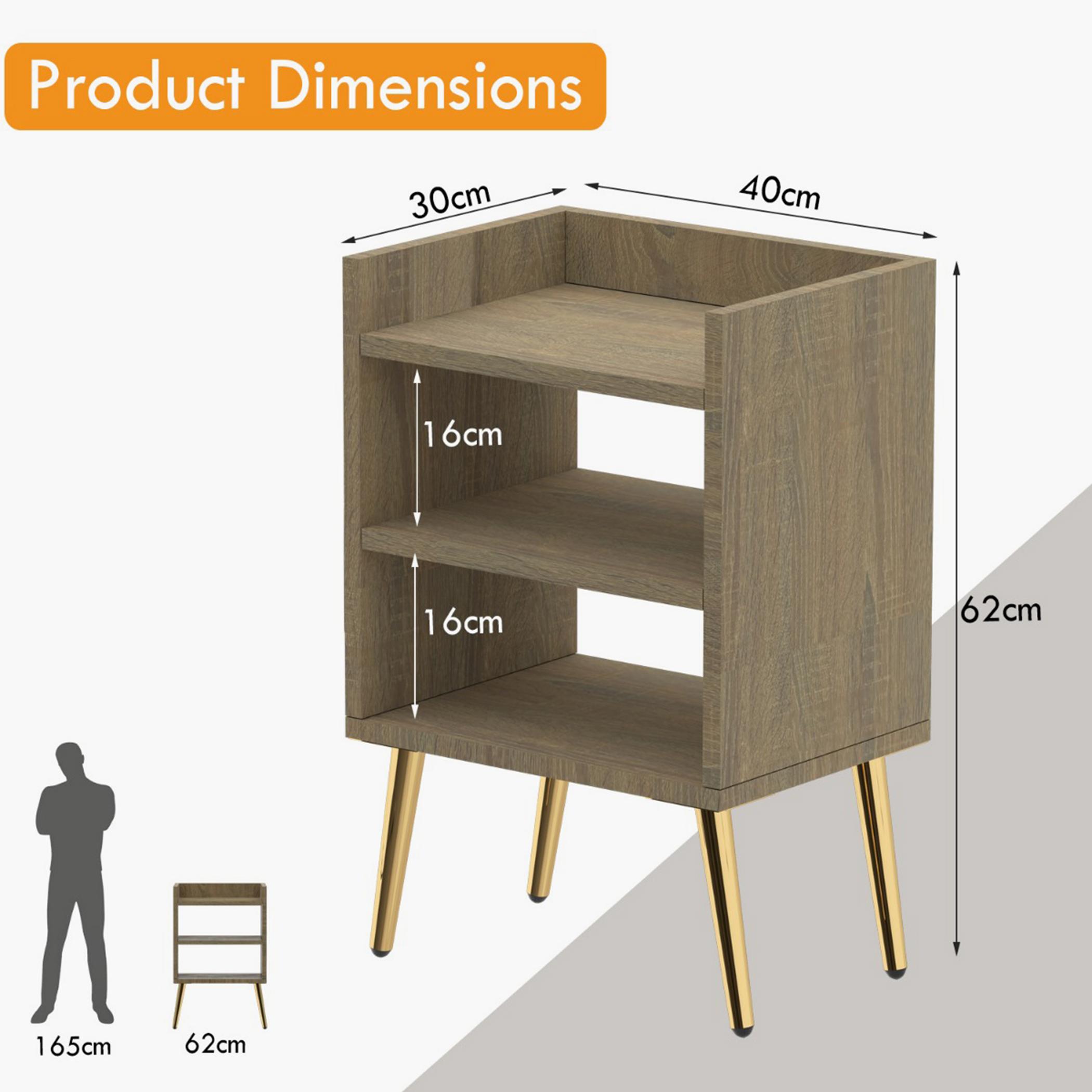 Wooden Nightstand with Shelf - 40x30x62 cm-furniture-bedroom-nightstands-image-5