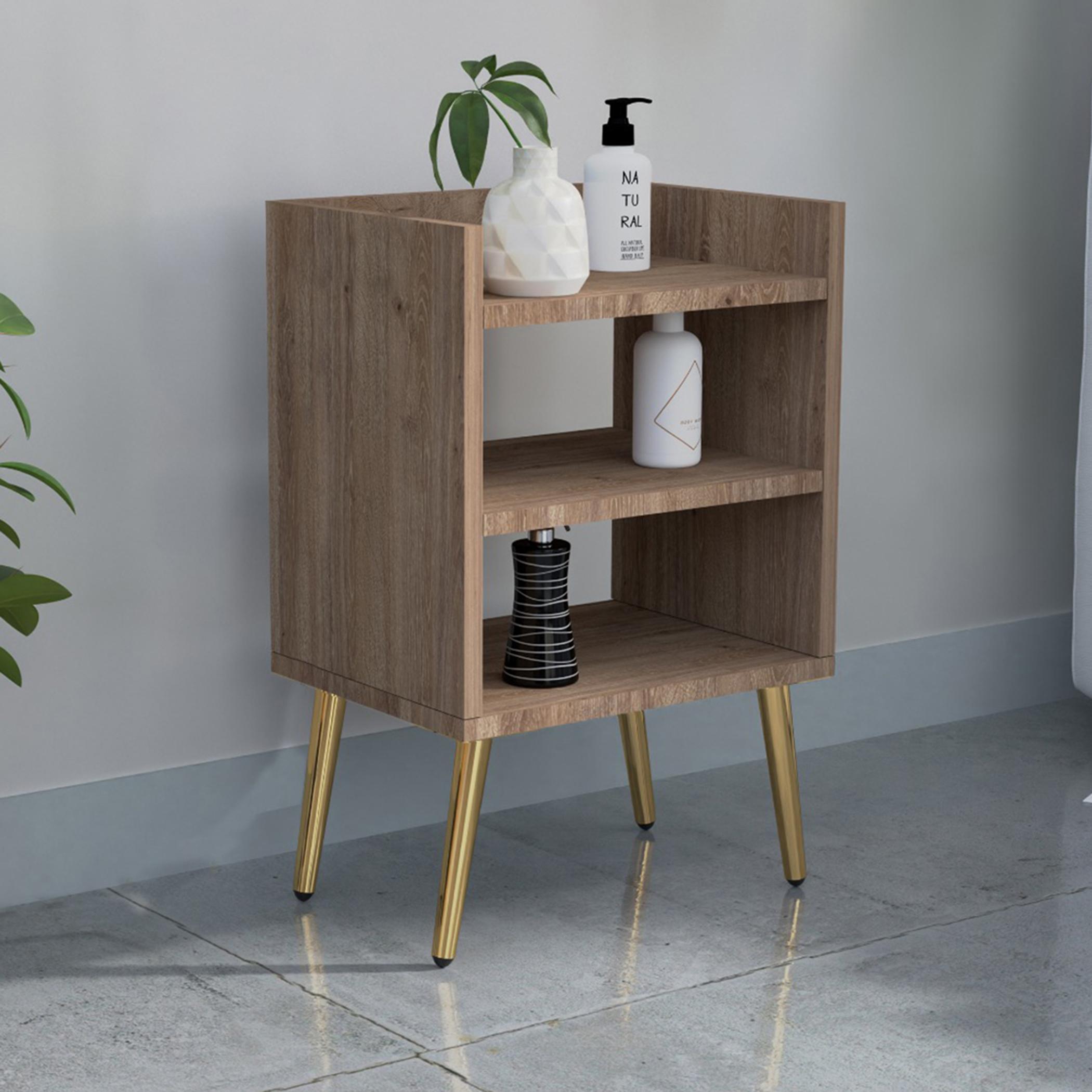 Wooden Nightstand with Shelf - 40x30x62 cm-furniture-bedroom-nightstands-image-2