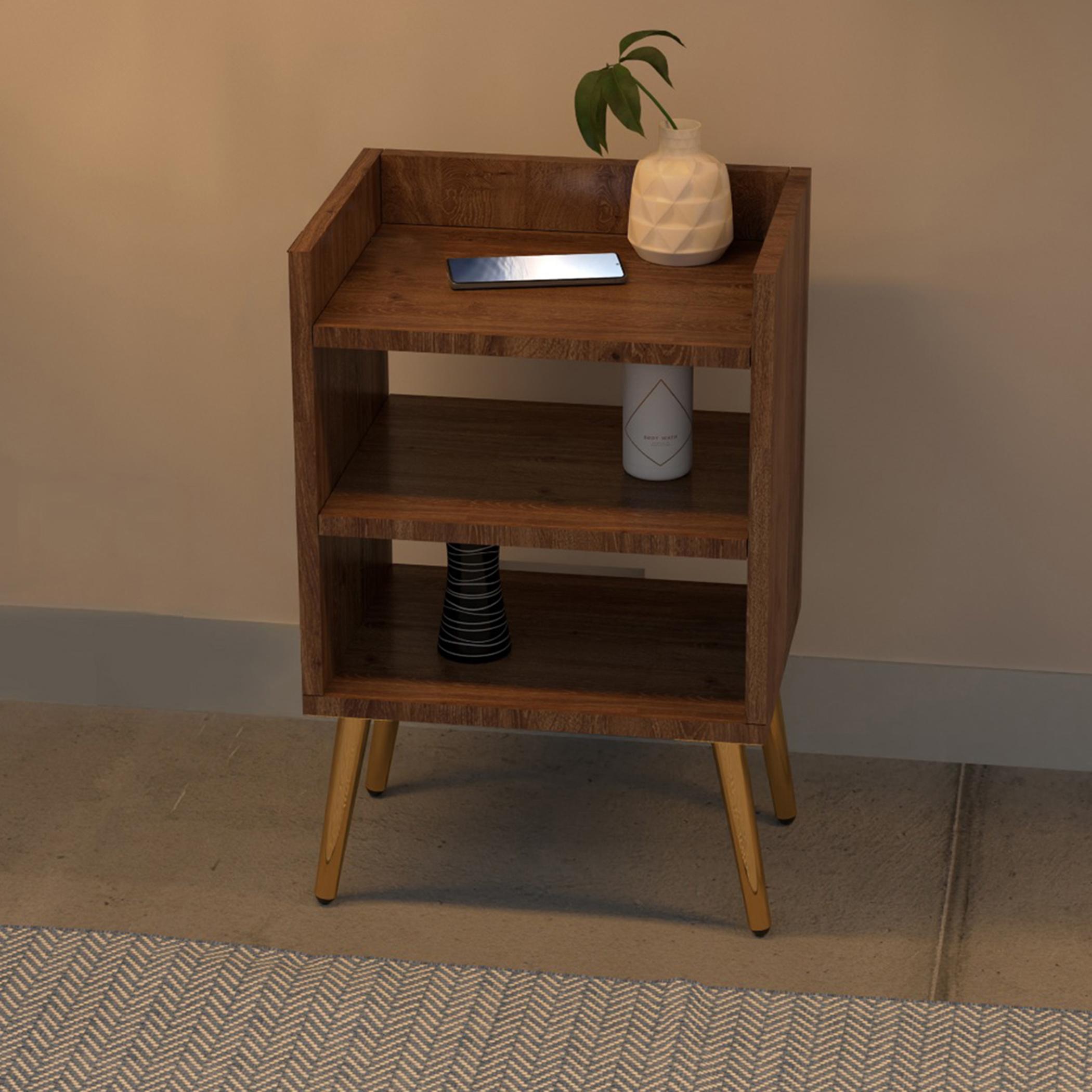 Wooden Nightstand with Shelf - 40x30x62 cm-furniture-bedroom-nightstands-image-3