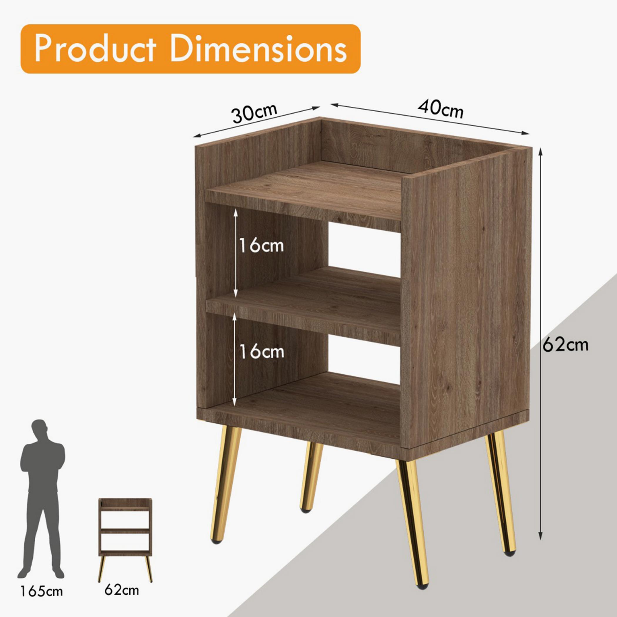 Wooden Nightstand with Shelf - 40x30x62 cm-furniture-bedroom-nightstands-image-5