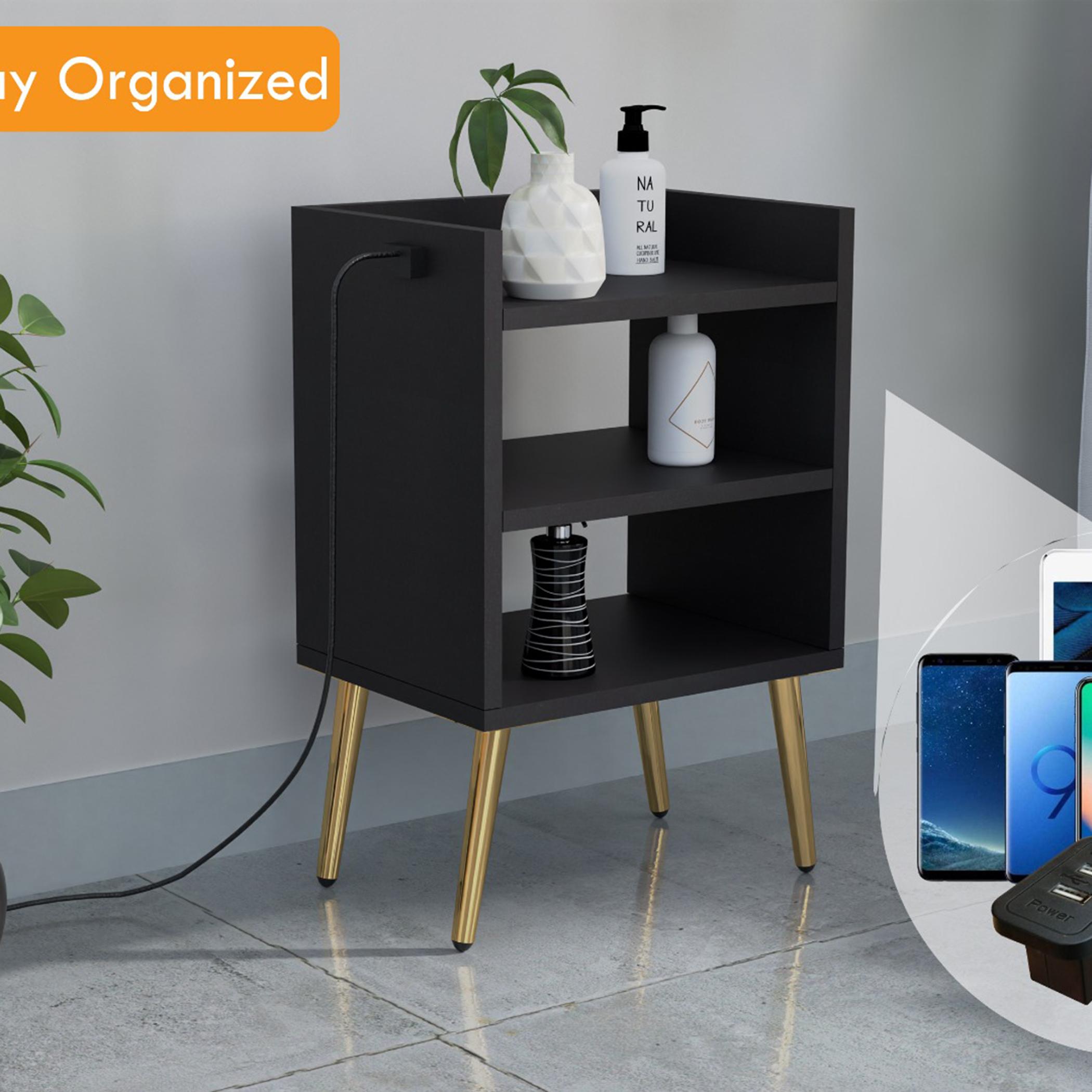 Modern Night Stand with Storage Shelf - 40x30x62 cm-furniture-bedroom-nightstands-image-2