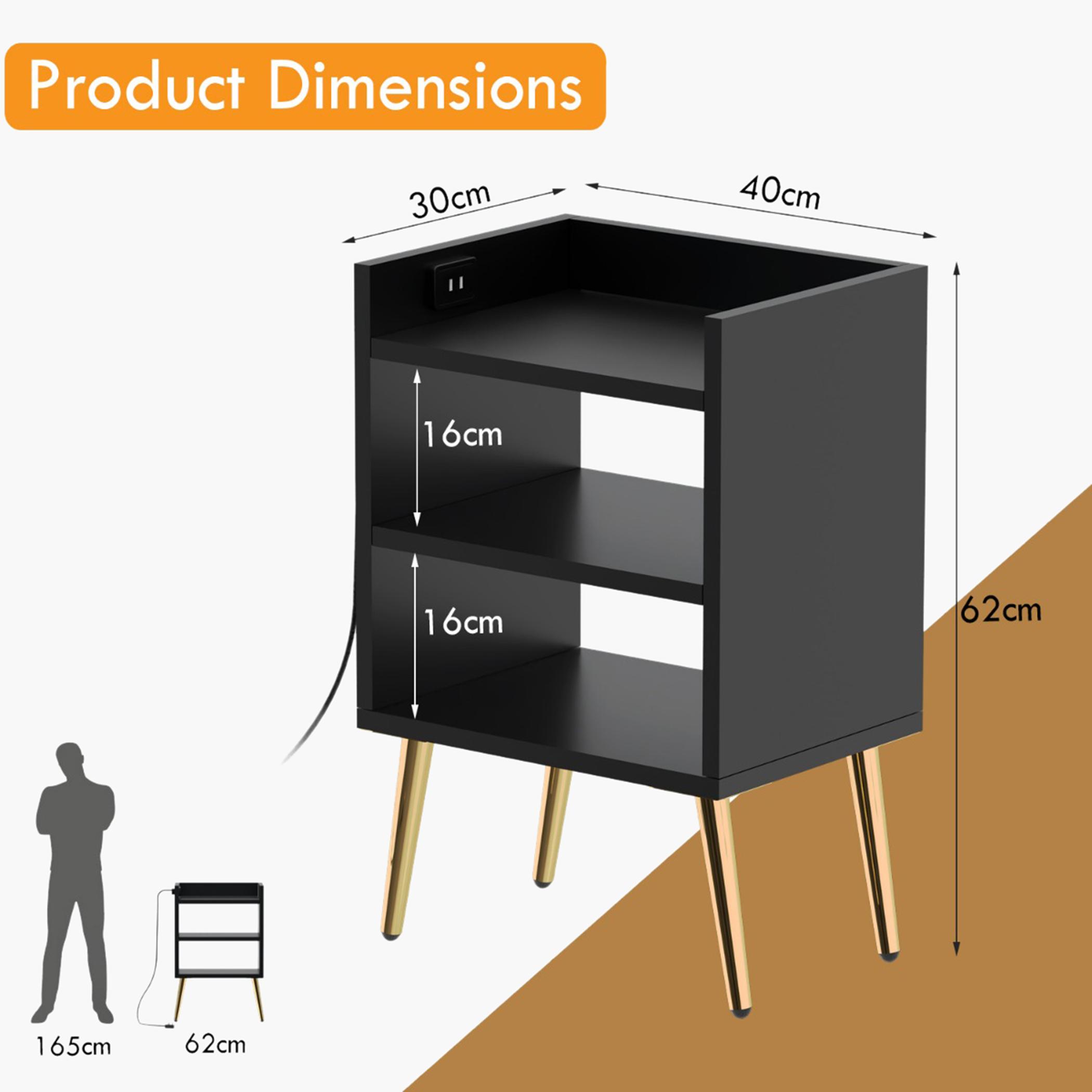 Modern Night Stand with Storage Shelf - 40x30x62 cm-furniture-bedroom-nightstands-image-5