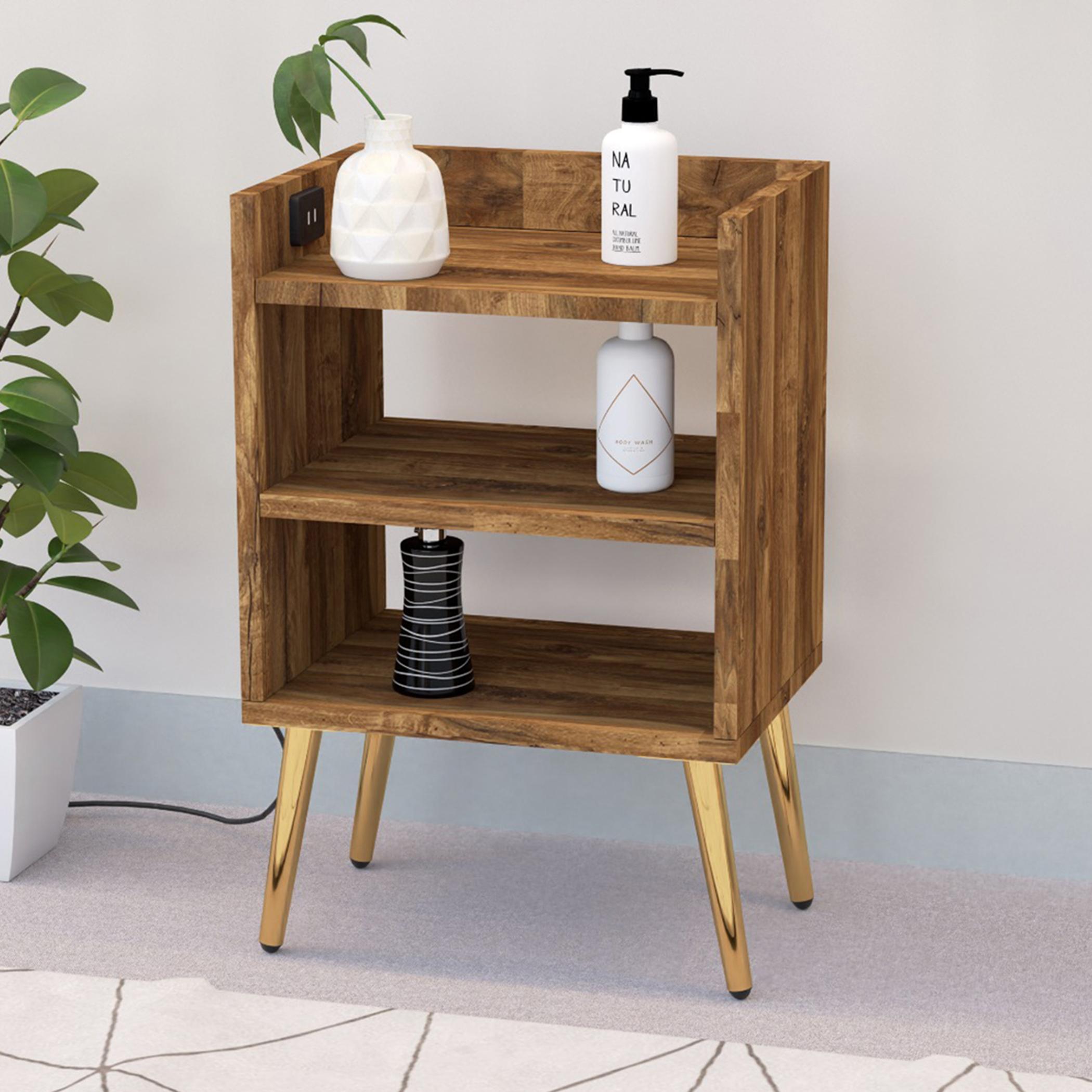 Wooden Nightstand with USB Port - 40x30x62 cm-furniture-bedroom-nightstands-image-4