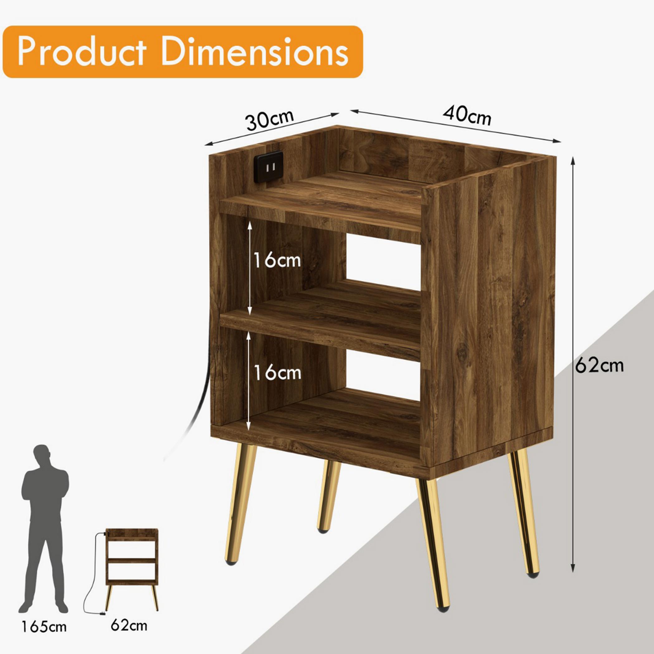 Wooden Nightstand with USB Port - 40x30x62 cm-furniture-bedroom-nightstands-image-5