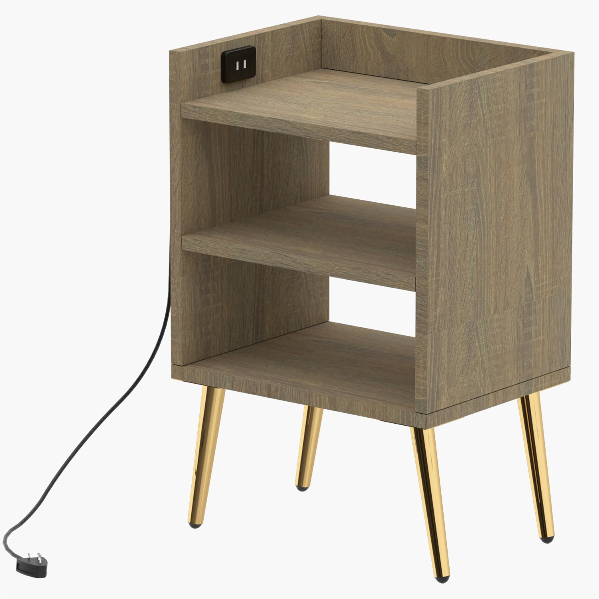 Wooden Nightstand with USB Port - 40x30x62 cm-furniture-bedroom-nightstands-image-1