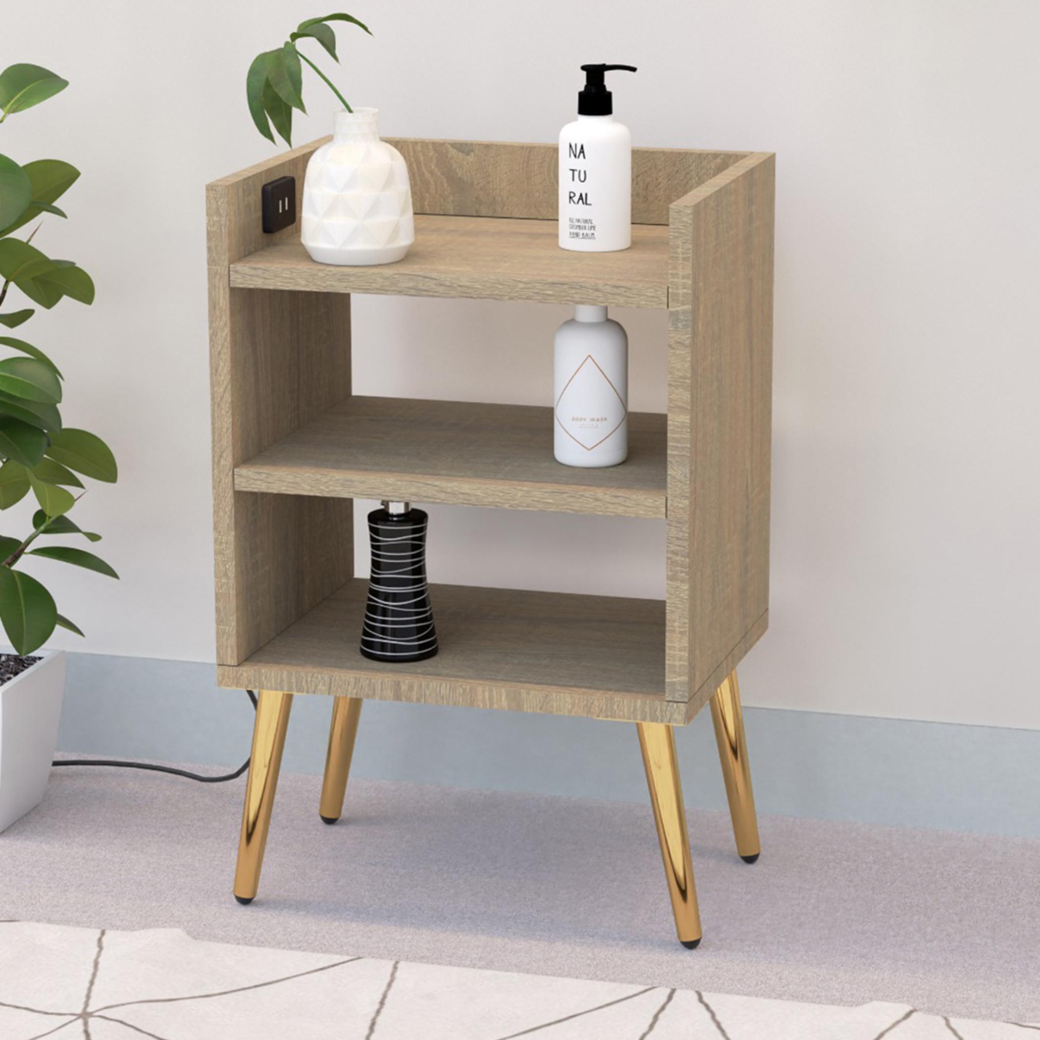 Wooden Nightstand with USB Port - 40x30x62 cm-furniture-bedroom-nightstands-image-4
