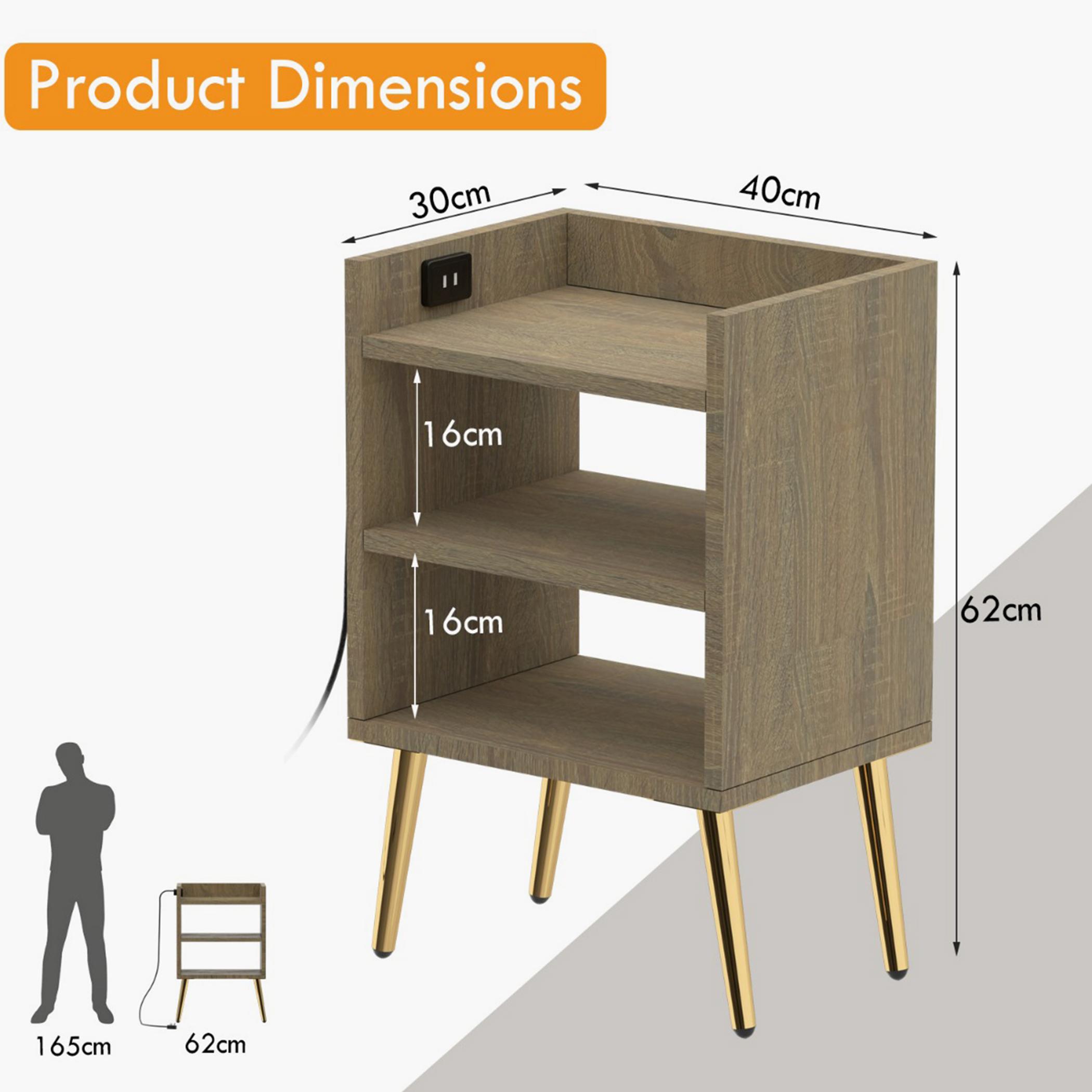 Wooden Nightstand with USB Port - 40x30x62 cm-furniture-bedroom-nightstands-image-5