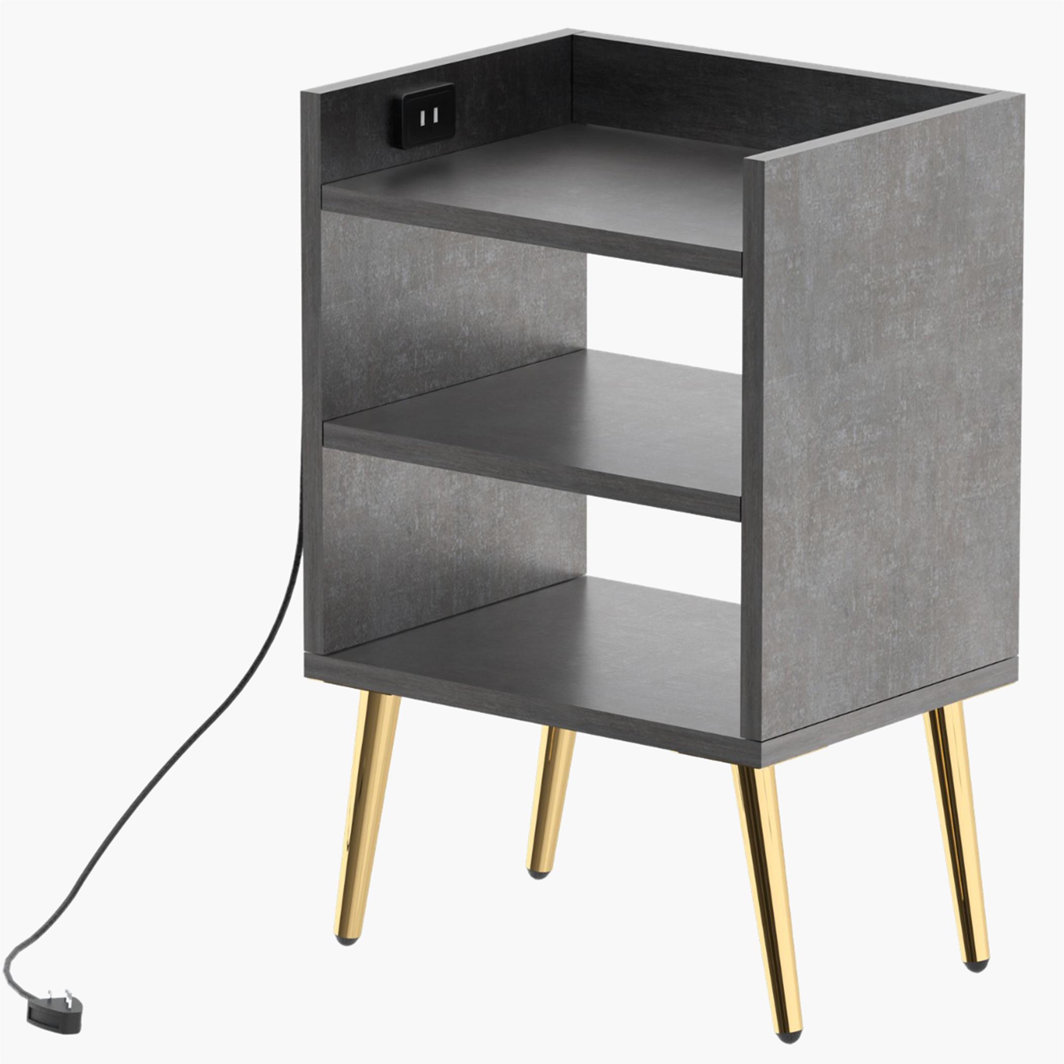 Wooden Nightstand with USB Port - 40x30x62 cm-furniture-bedroom-nightstands-image-1