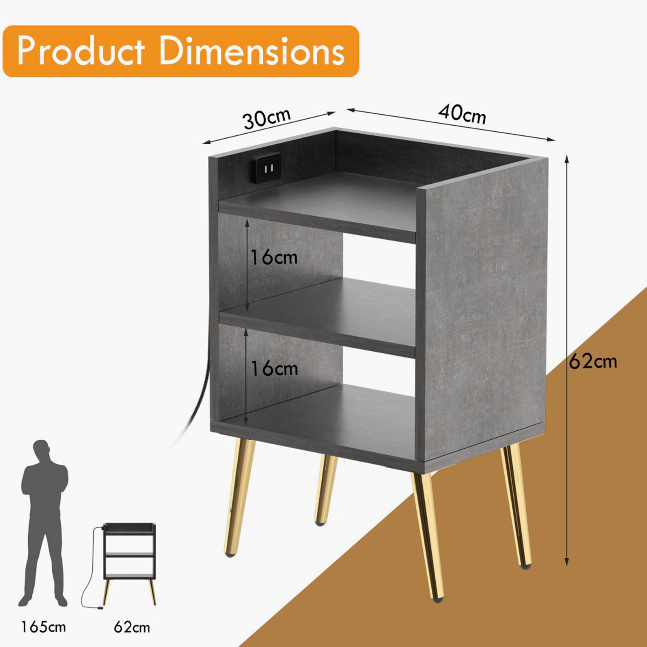 Wooden Nightstand with USB Port - 40x30x62 cm-furniture-bedroom-nightstands-image-5