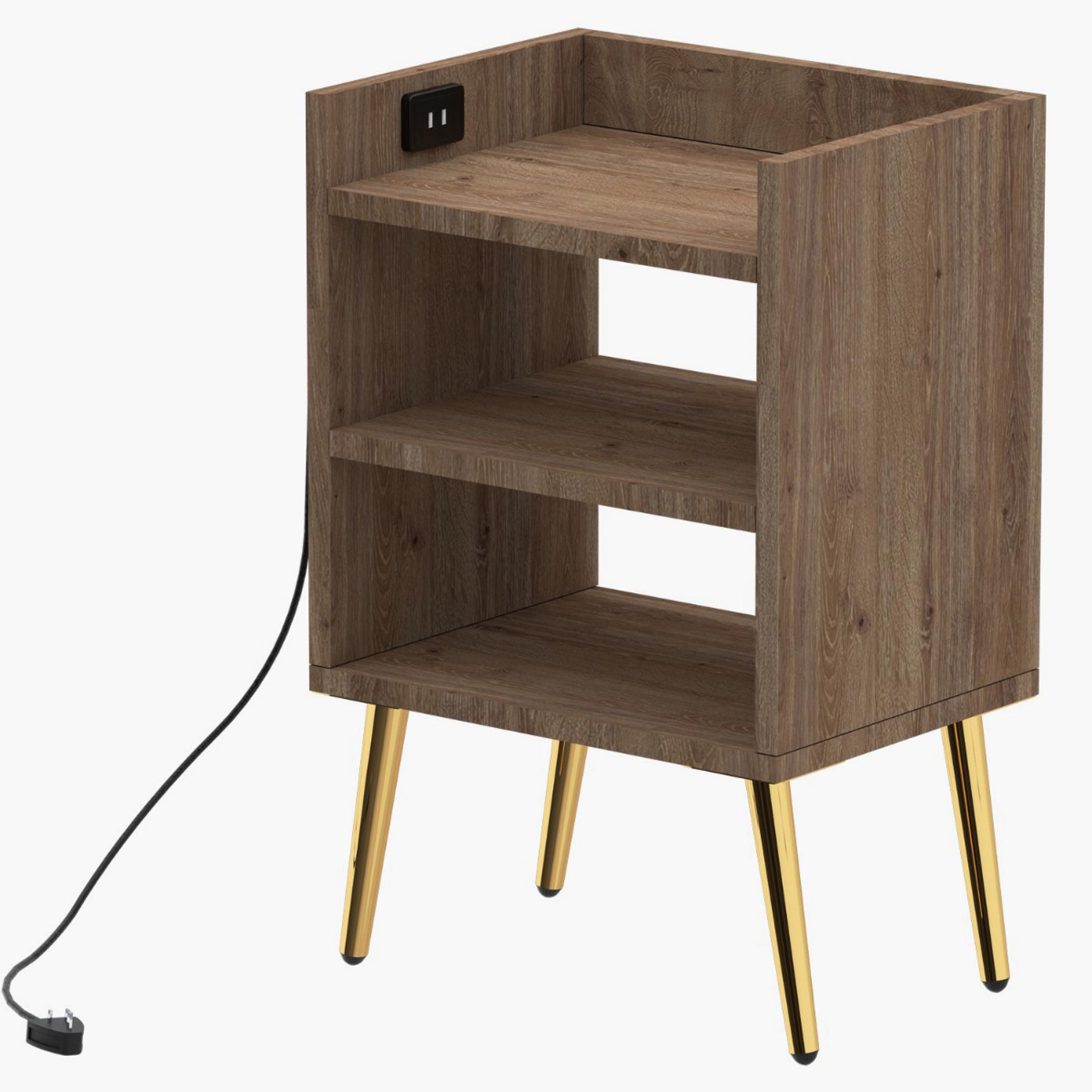 طاولة سرير جانبية خشبية مع منفذ يو إس بي من ماهماي - 40x30x62 سم-furniture-bedroom-nightstands-image-1