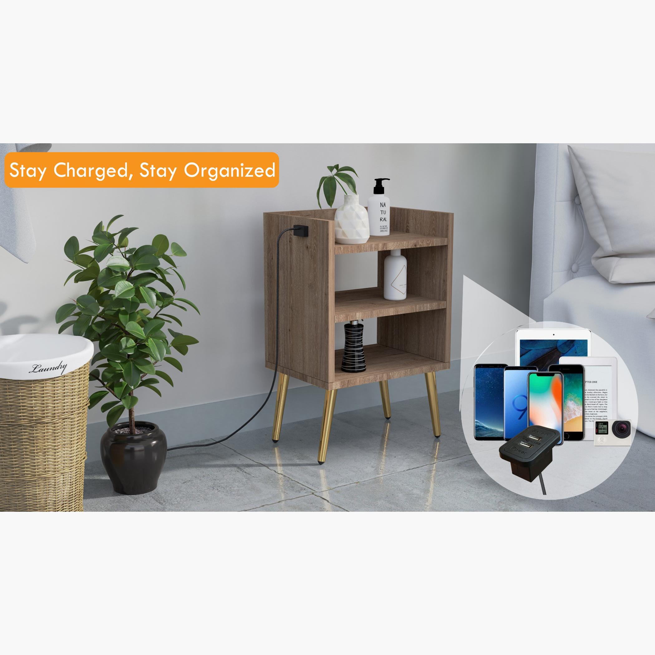 طاولة سرير جانبية خشبية مع منفذ يو إس بي من ماهماي - 40x30x62 سم-furniture-bedroom-nightstands-image-2