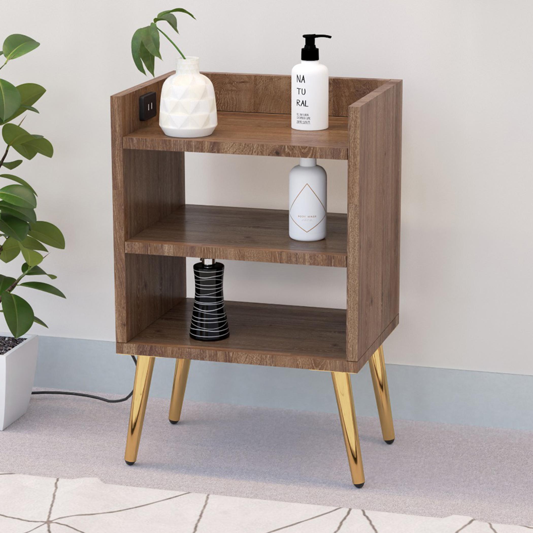 طاولة سرير جانبية خشبية مع منفذ يو إس بي من ماهماي - 40x30x62 سم-furniture-bedroom-nightstands-image-4