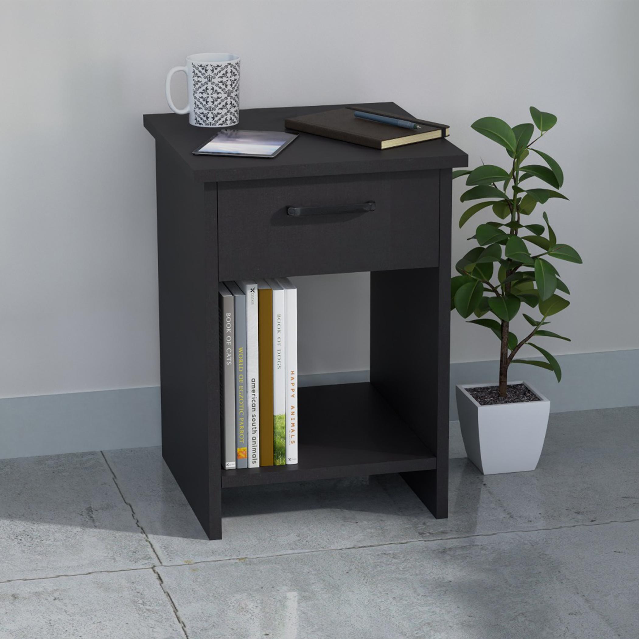 Modern Night Stand with Drawer and Open Storage - 40x40x56 cm-furniture-bedroom-nightstands-image-2