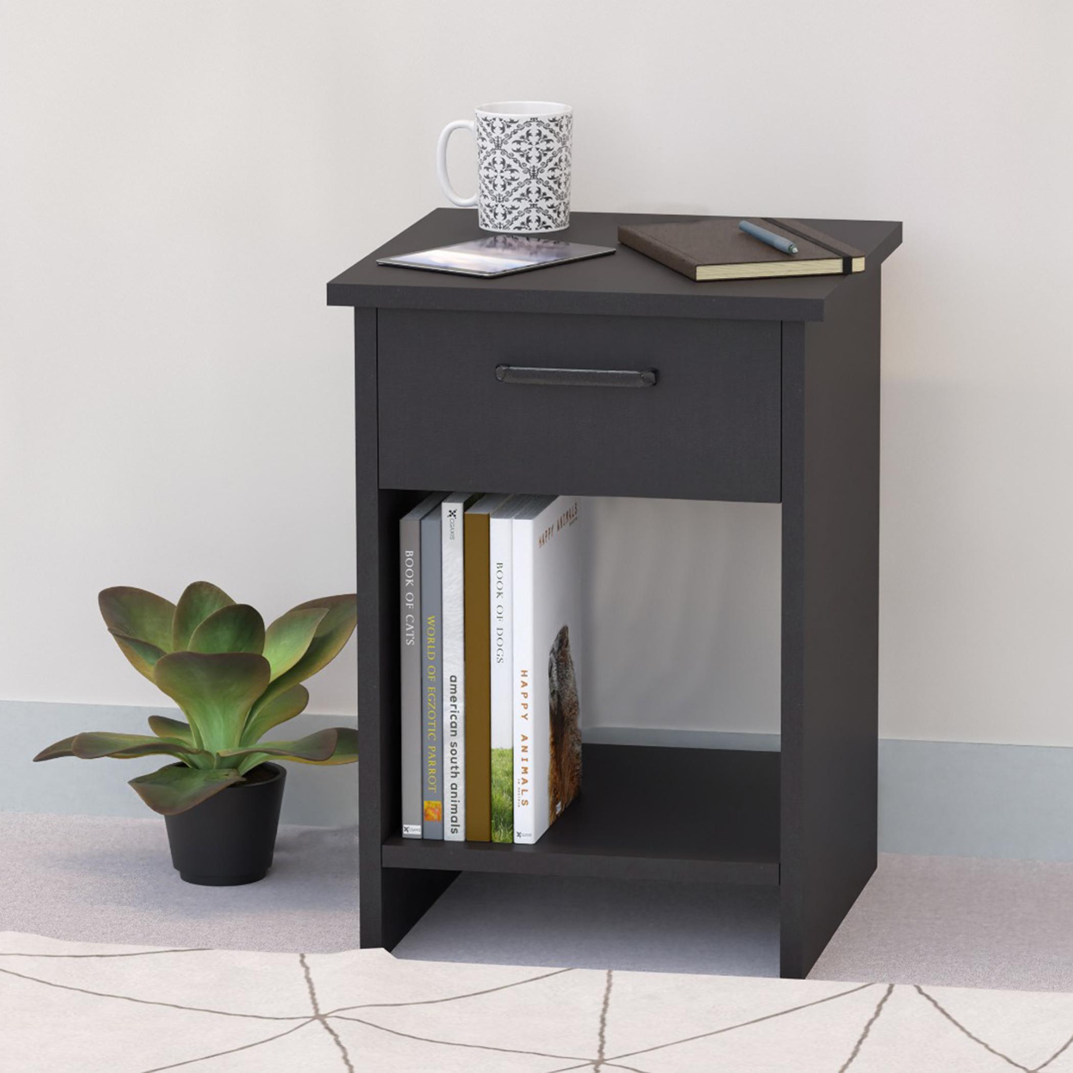 Modern Night Stand with Drawer and Open Storage - 40x40x56 cm-furniture-bedroom-nightstands-image-4