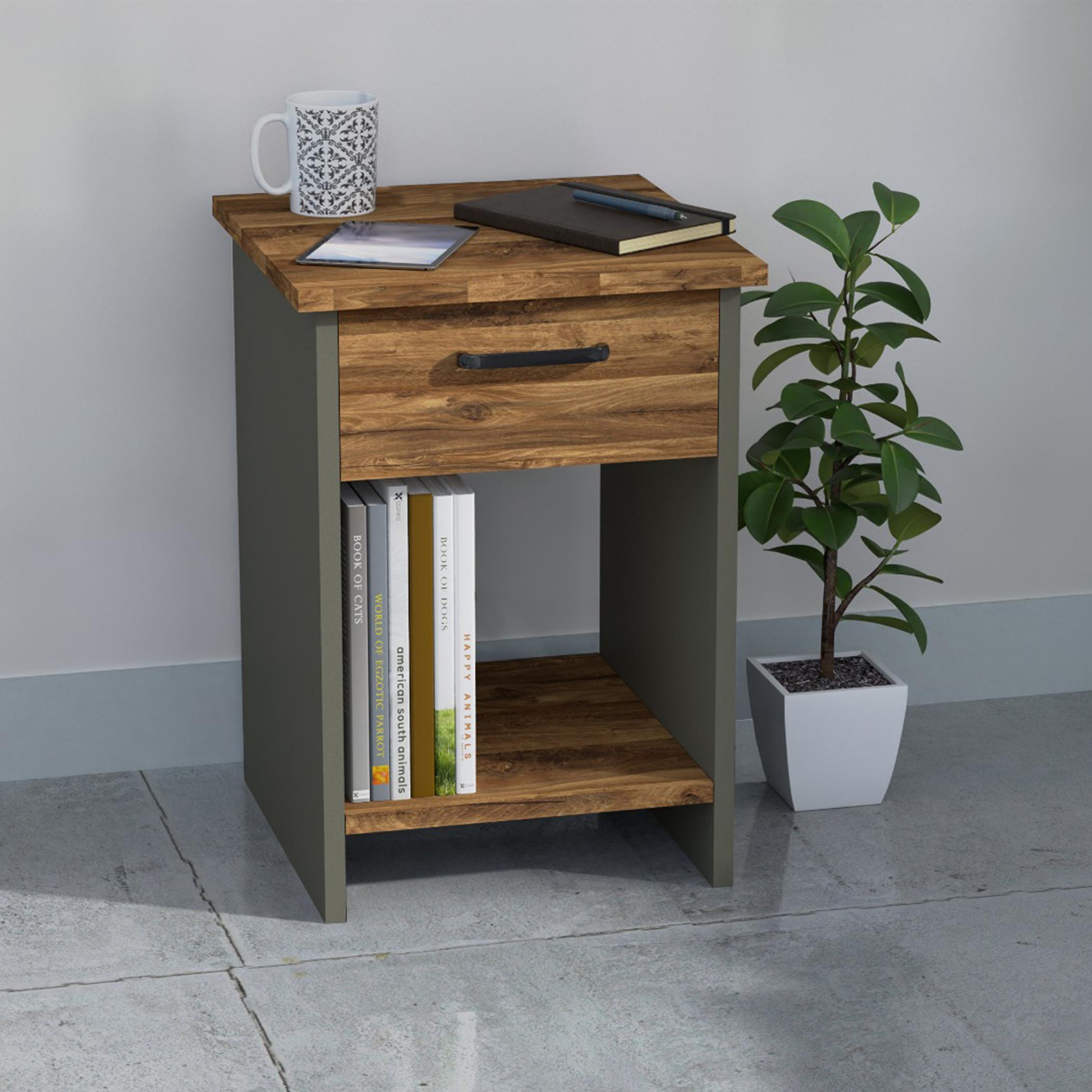 Modern Night Stand with Drawer and Open Storage - 40x40x56 cm-furniture-bedroom-nightstands-image-2