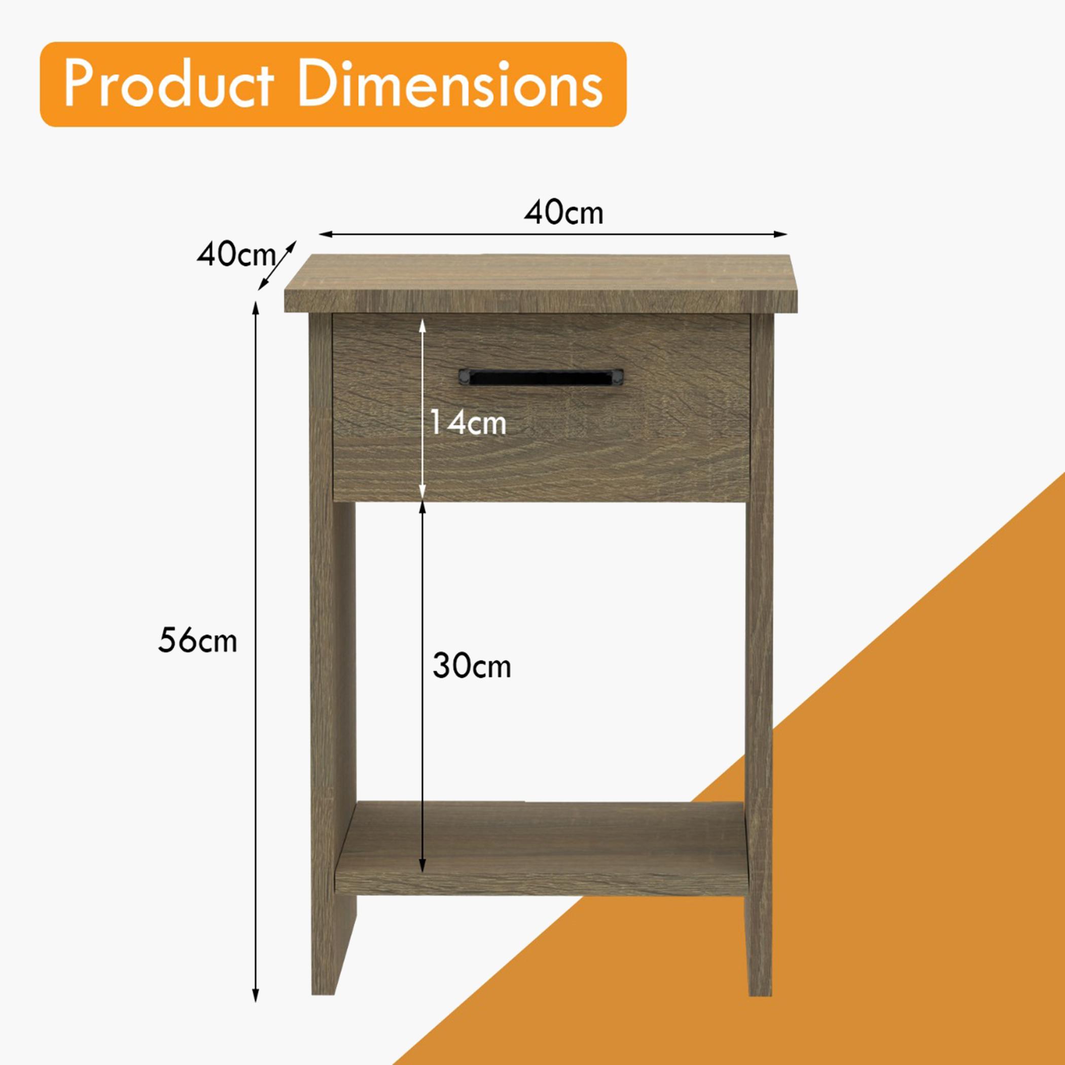 Wooden Nightstand with Drawer and Shelf - 40x40x56 cms-furniture-bedroom-nightstands-image-5