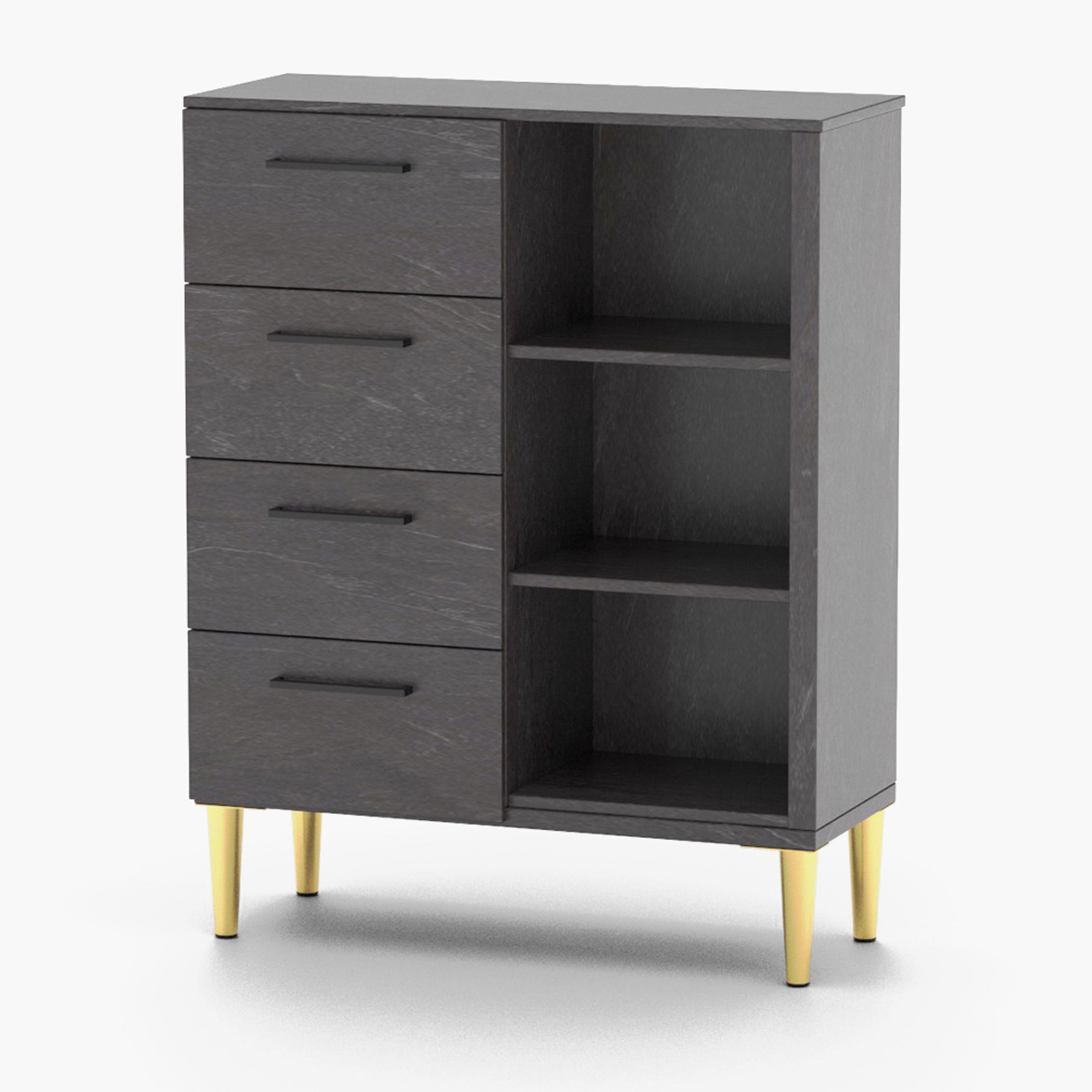 Modern Chest of 4-Drawers with 3 Open Shelves - 70x30x90 cm-furniture-bedroom-chestofdrawers-image-1