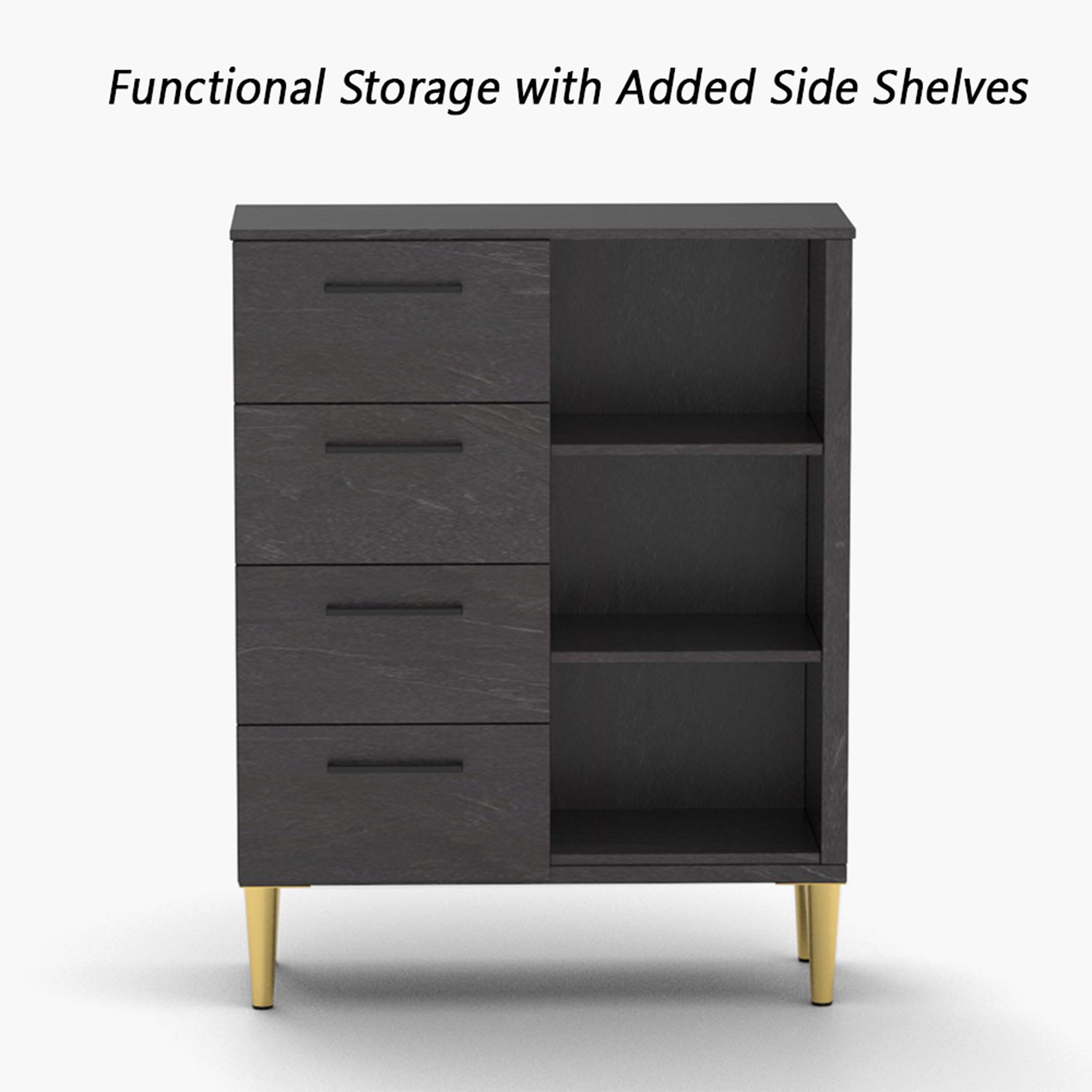 Modern Chest of 4-Drawers with 3 Open Shelves - 70x30x90 cm-furniture-bedroom-chestofdrawers-image-4