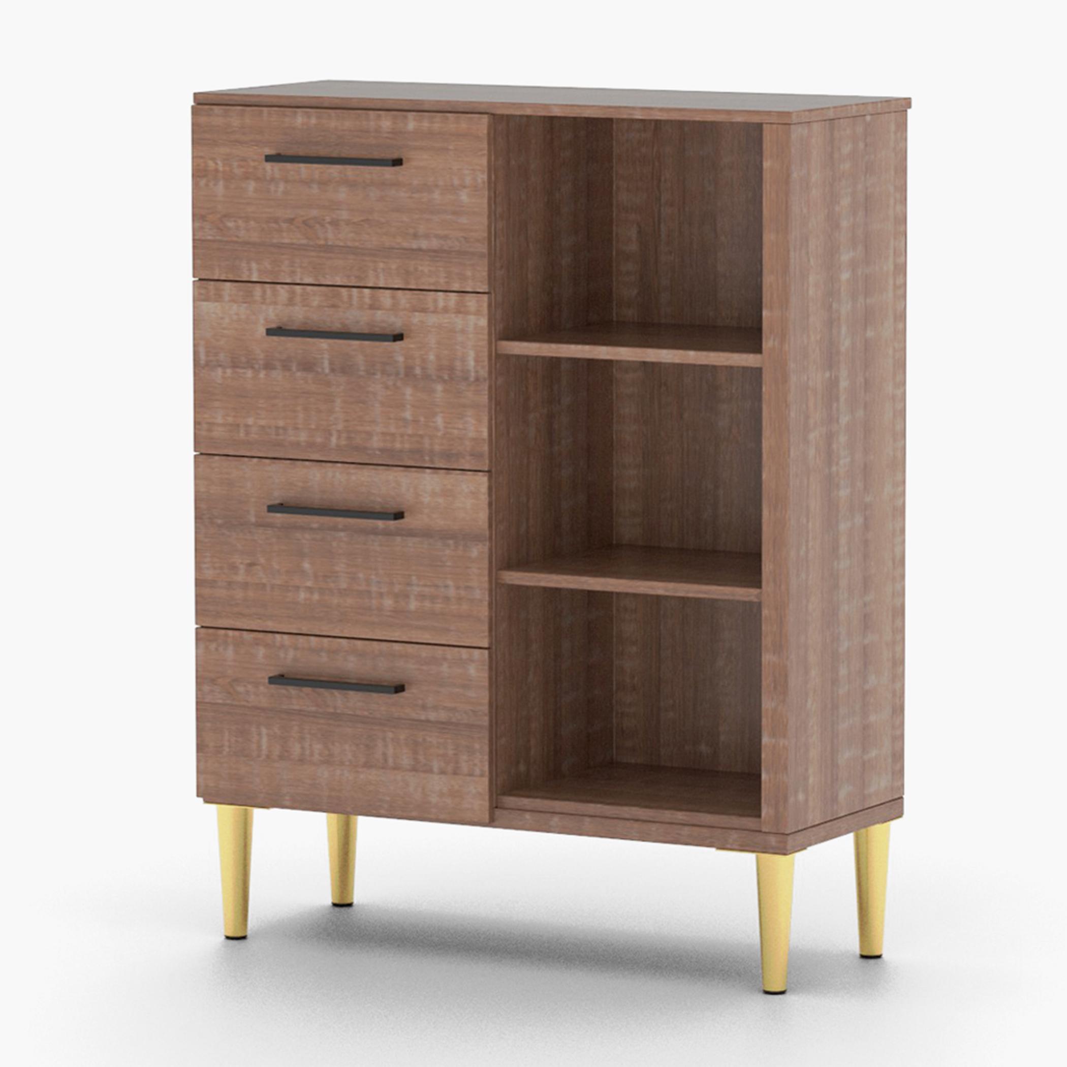 Modern Chest of 4-Drawers with 3 Open Shelves - 70x30x90 cm-furniture-bedroom-chestofdrawers-image-1