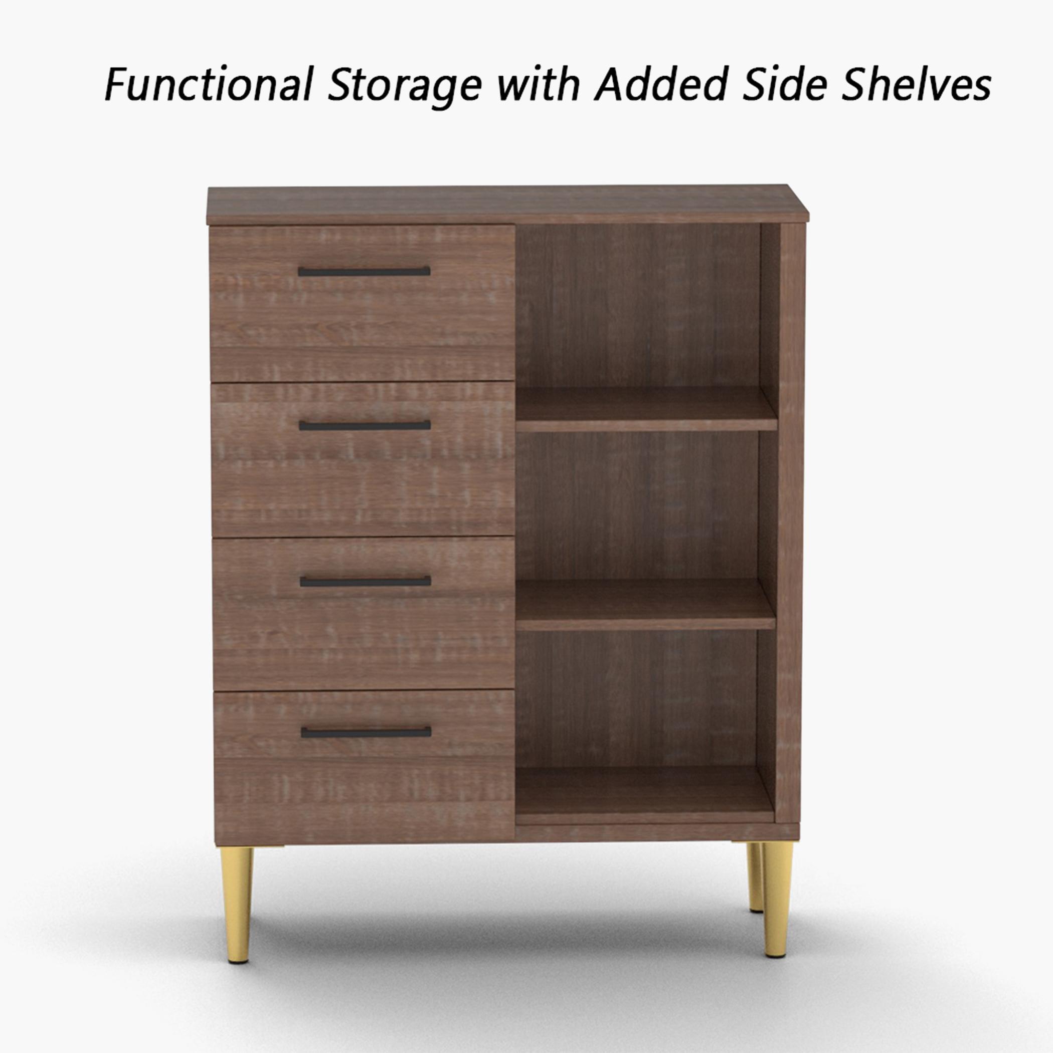 Modern Chest of 4-Drawers with 3 Open Shelves - 70x30x90 cm-furniture-bedroom-chestofdrawers-image-4