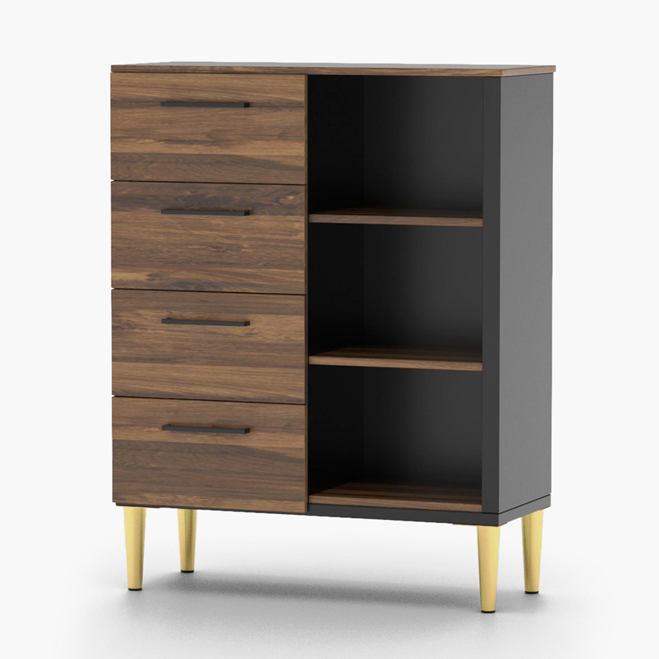 Modern Chest of 4-Drawers with 3 Shelves - 70x30x90 cm-furniture-bedroom-chestofdrawers-image-1