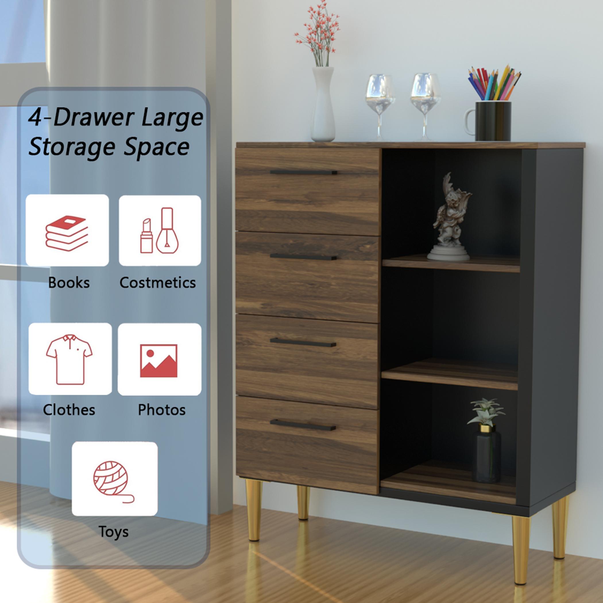 Modern Chest of 4-Drawers with 3 Shelves - 70x30x90 cm-furniture-bedroom-chestofdrawers-image-3