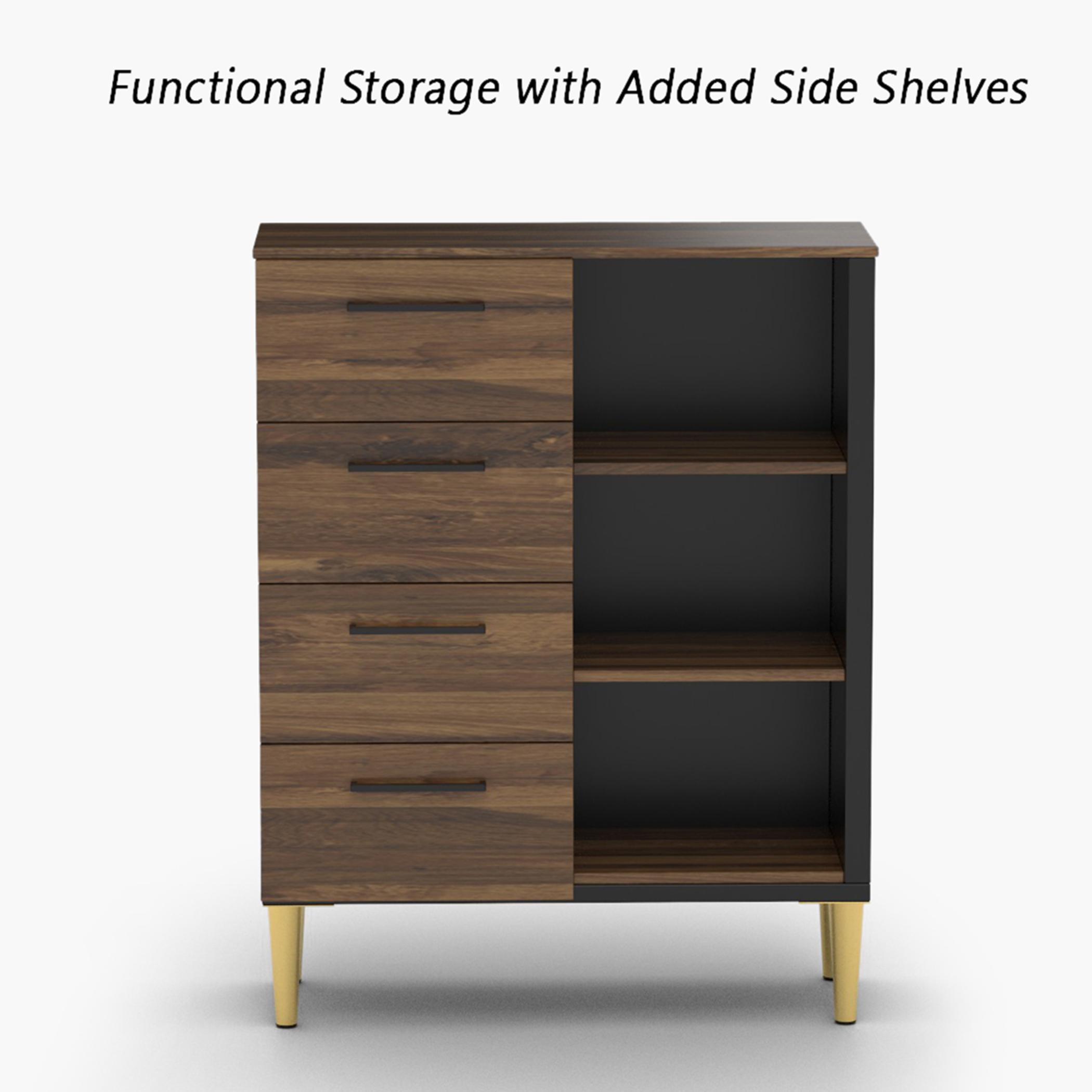 Modern Chest of 4-Drawers with 3 Shelves - 70x30x90 cm-furniture-bedroom-chestofdrawers-image-4