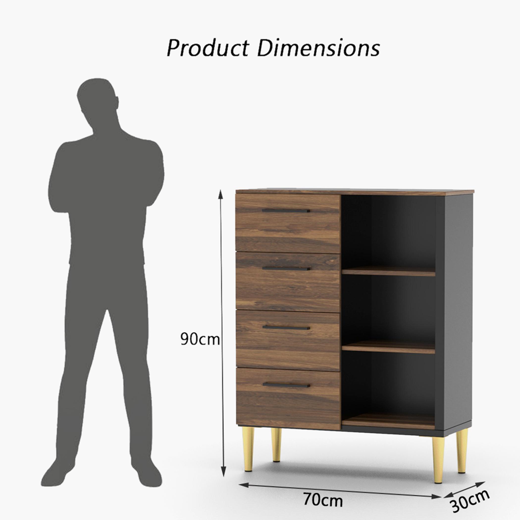 Modern Chest of 4-Drawers with 3 Shelves - 70x30x90 cm-furniture-bedroom-chestofdrawers-image-5