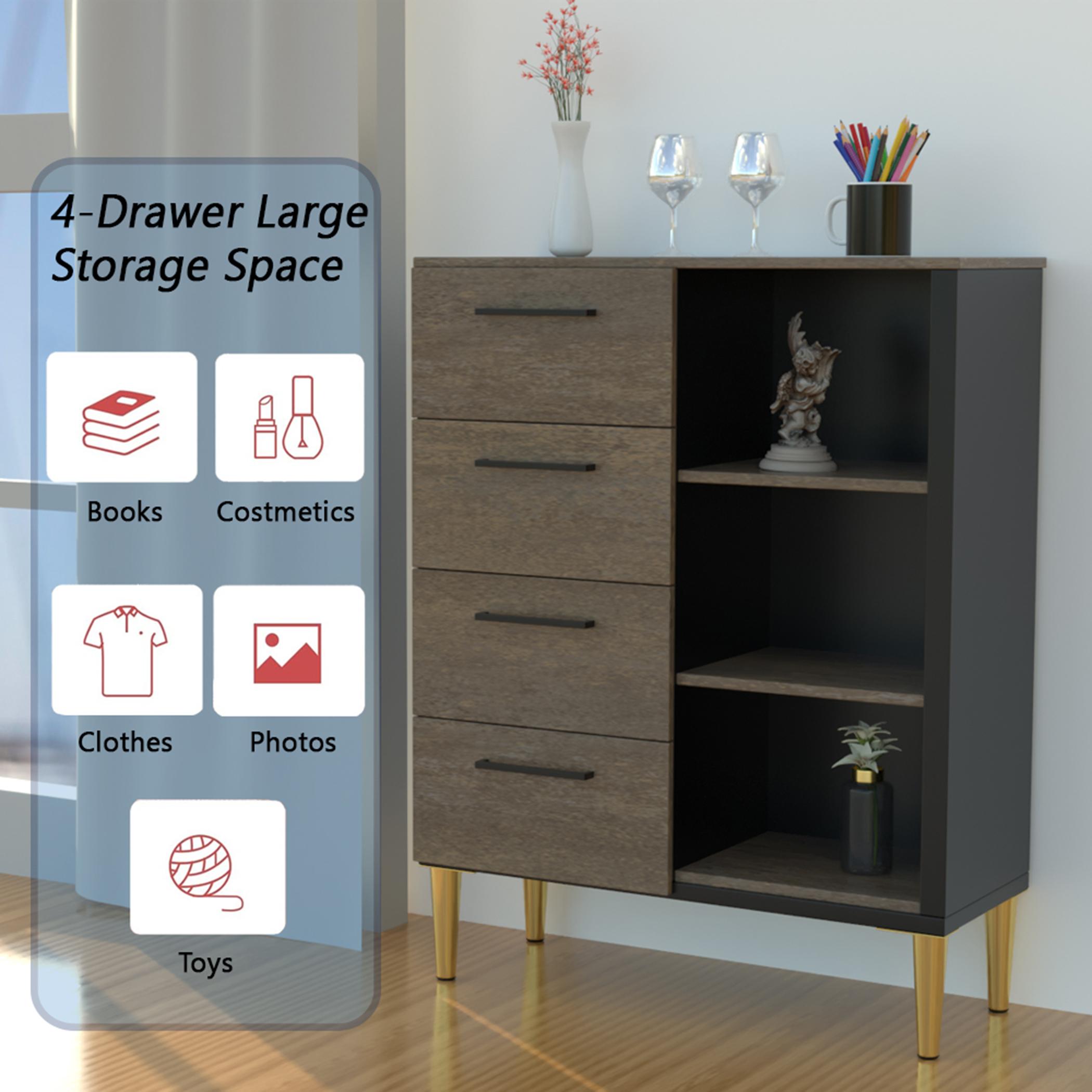 وحدة تخزين بـ4 أدراج و3 رفوف مفتوحة مودرن من ماهماي- 70x30x90 سم-furniture-bedroom-chestofdrawers-image-3