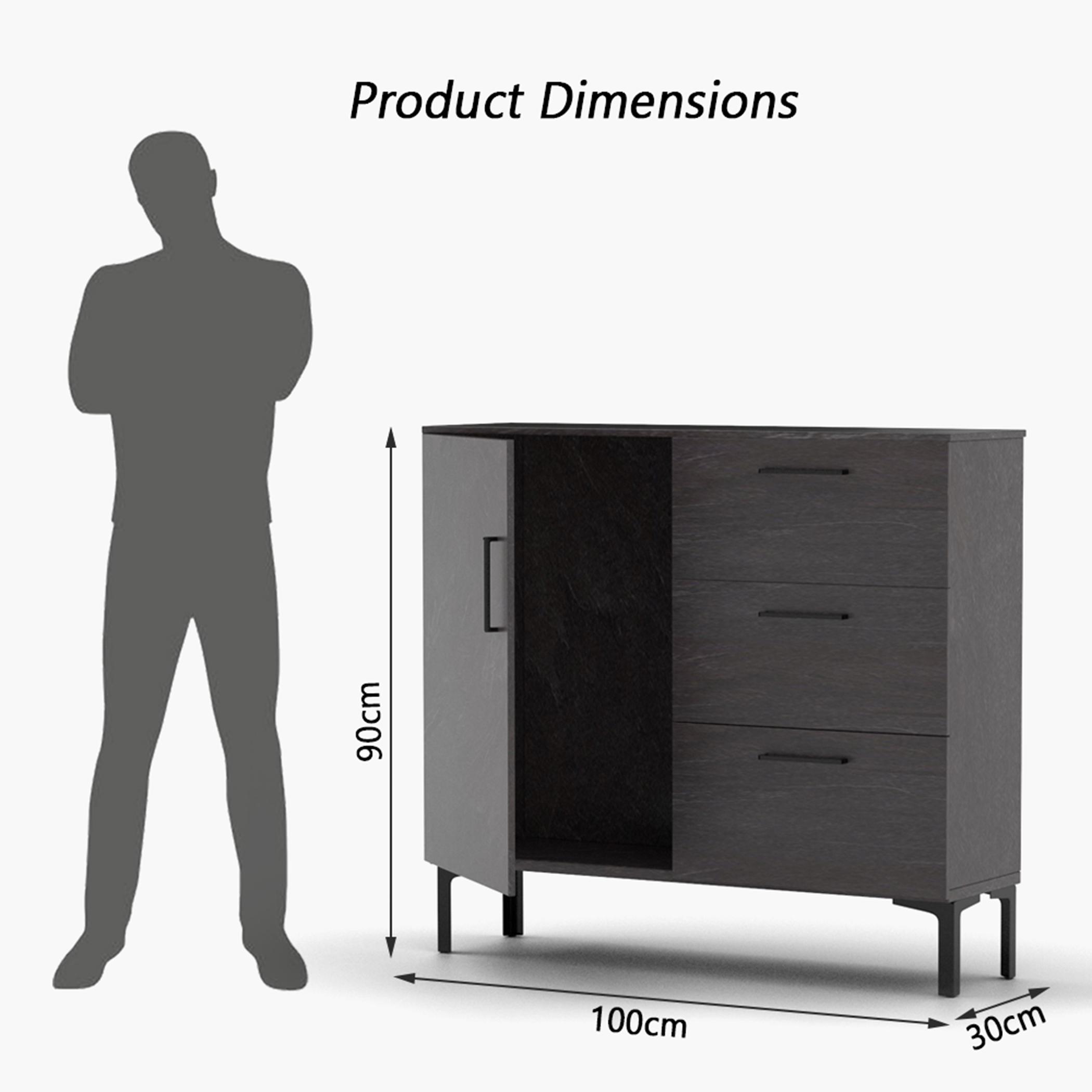 خزانة تخزين بـ3 أدراج وباب واحد مودرن من ماهماي- 100x30x90 سم-furniture-bedroom-chestofdrawers-image-5
