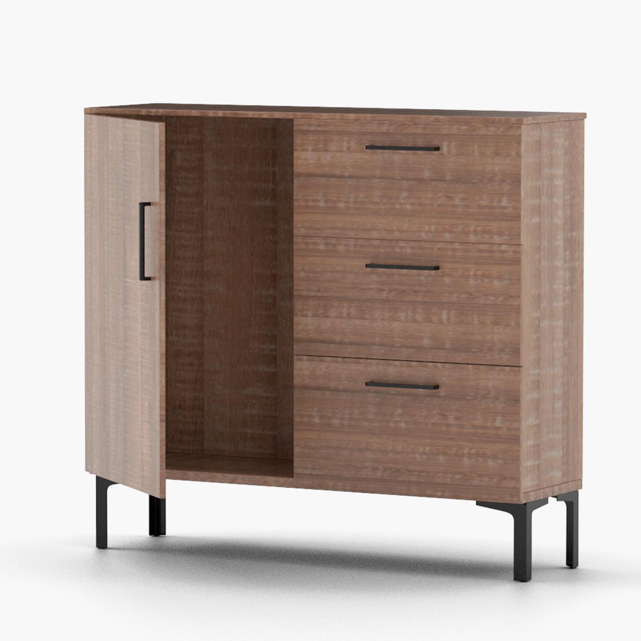 Modern Chest of 3-Drawers with Door - 100x30x90 cm-furniture-bedroom-chestofdrawers-image-1