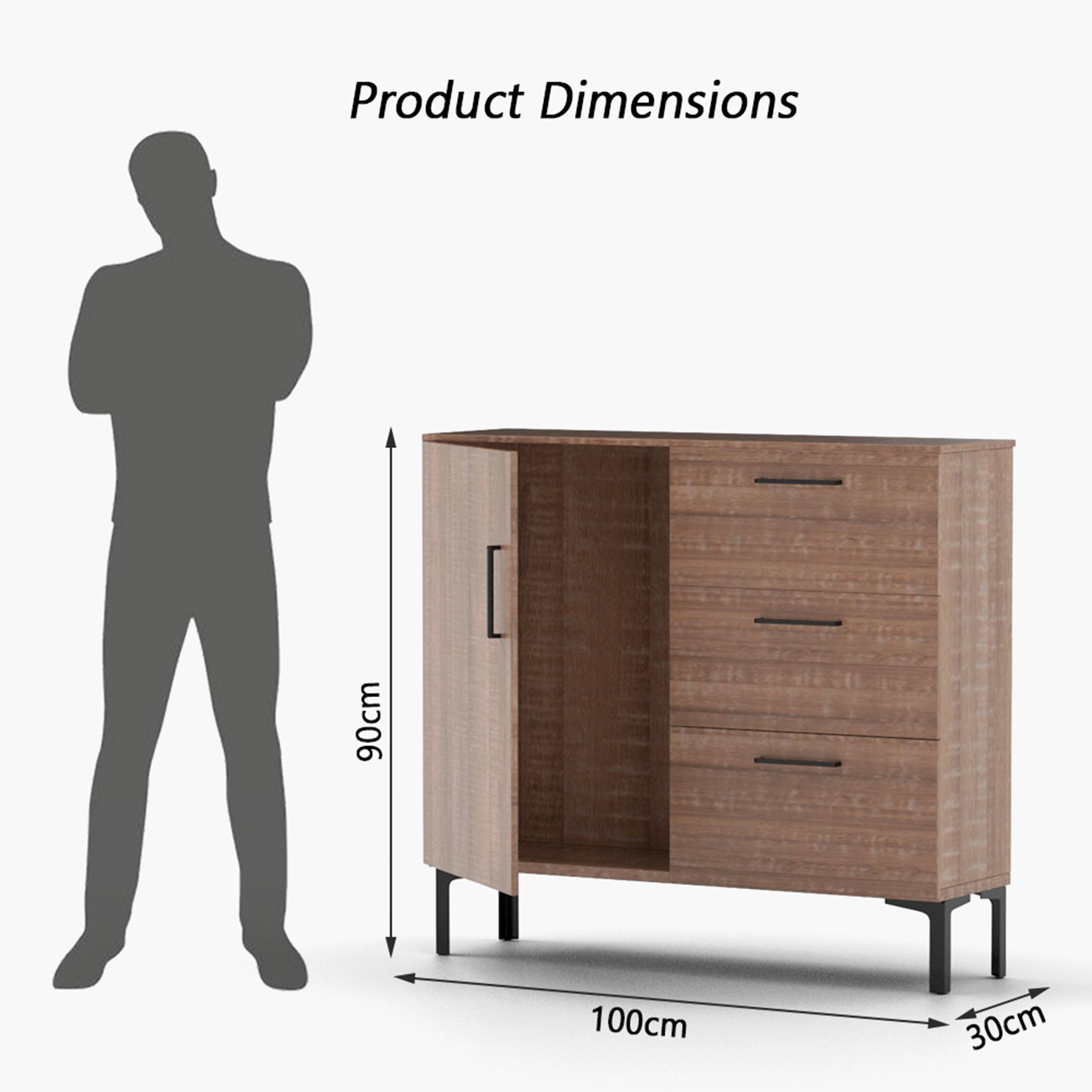 Modern Chest of 3-Drawers with Door - 100x30x90 cm-furniture-bedroom-chestofdrawers-image-5