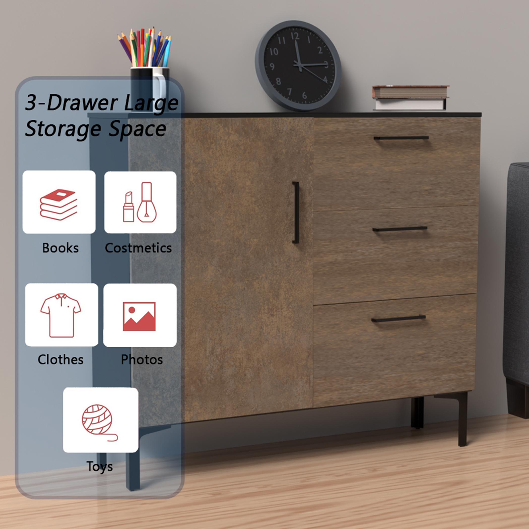 Modern Chest of 3-Drawers with Single Door - 100x30x90 cm-furniture-bedroom-chestofdrawers-image-3